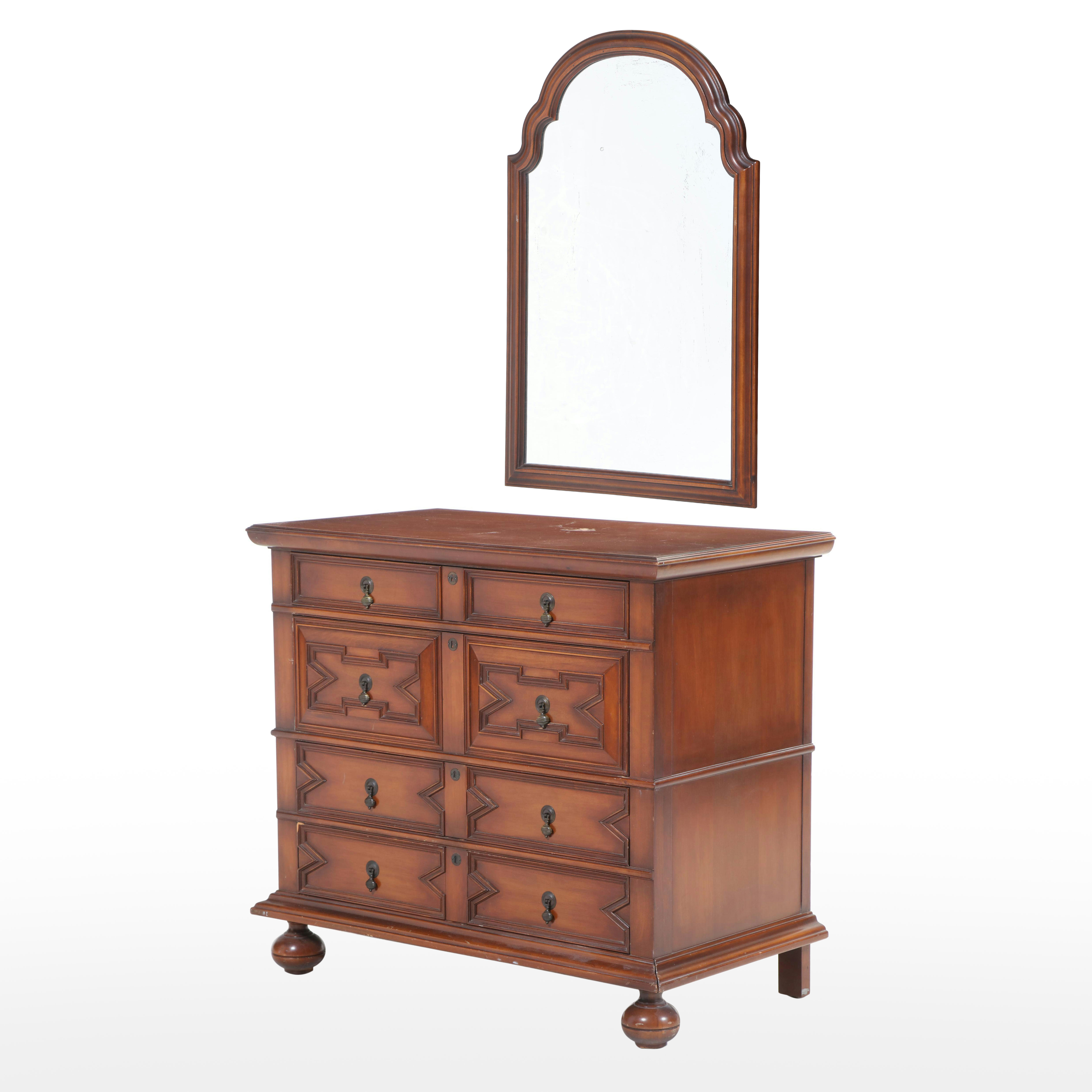 Lammert Furniture William and Mary Style Maple Four-Drawer Chest w/ Mirror