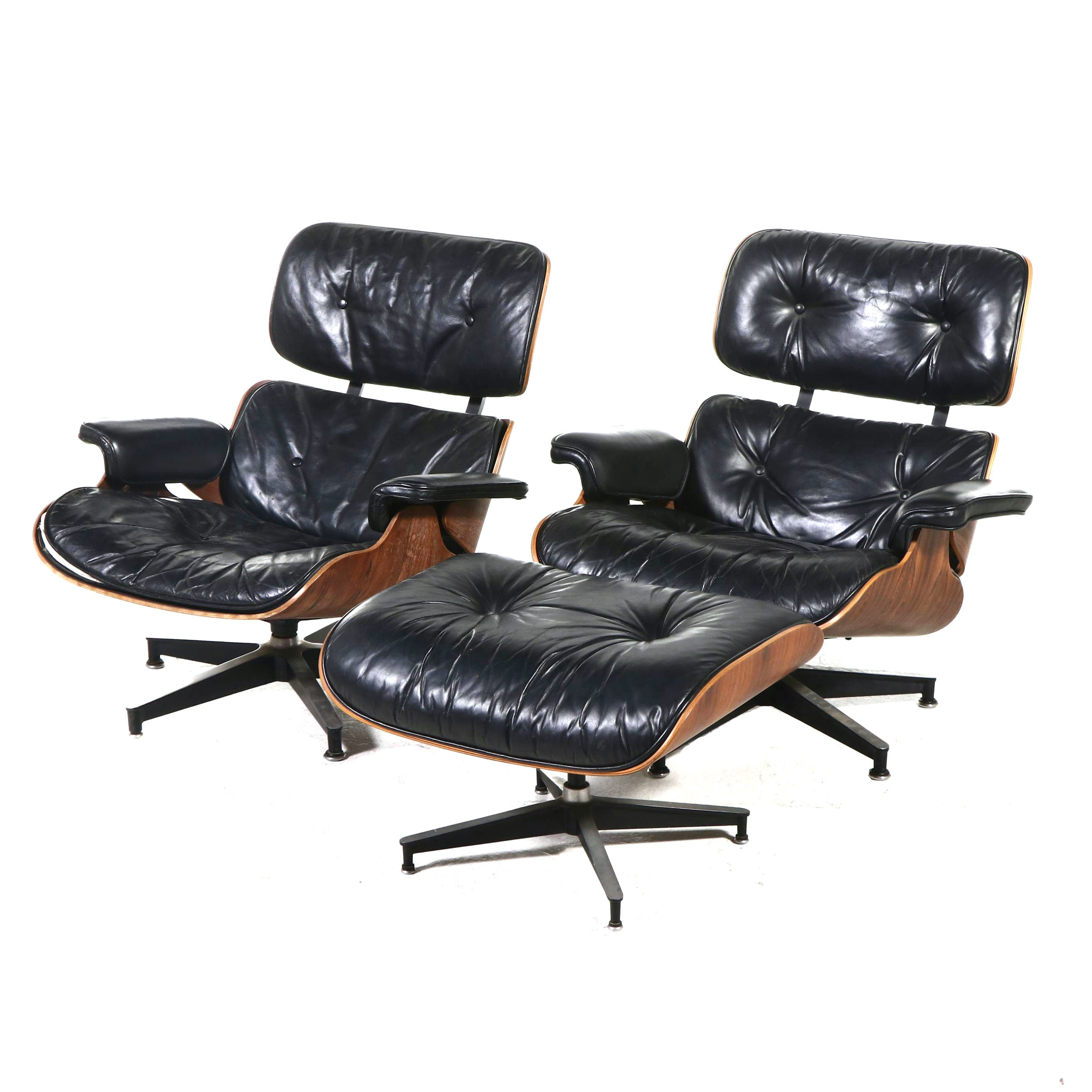 Two Charles and Ray Eames for Herman Miller Rosewood Lounge Chairs and Ottoman
