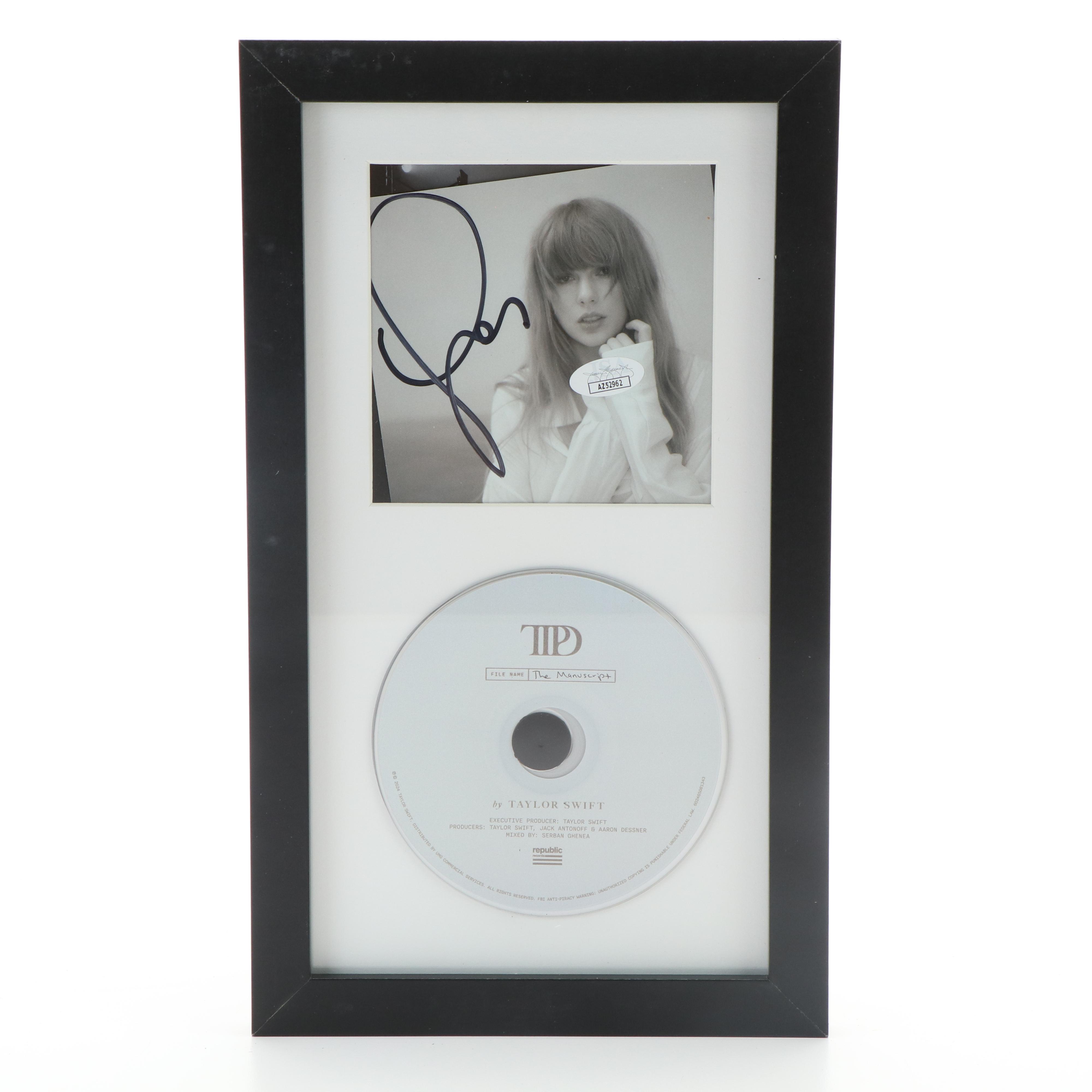 Taylor Swift Signed "The Tortured Poets Department" CD Card in Frame, JSA
