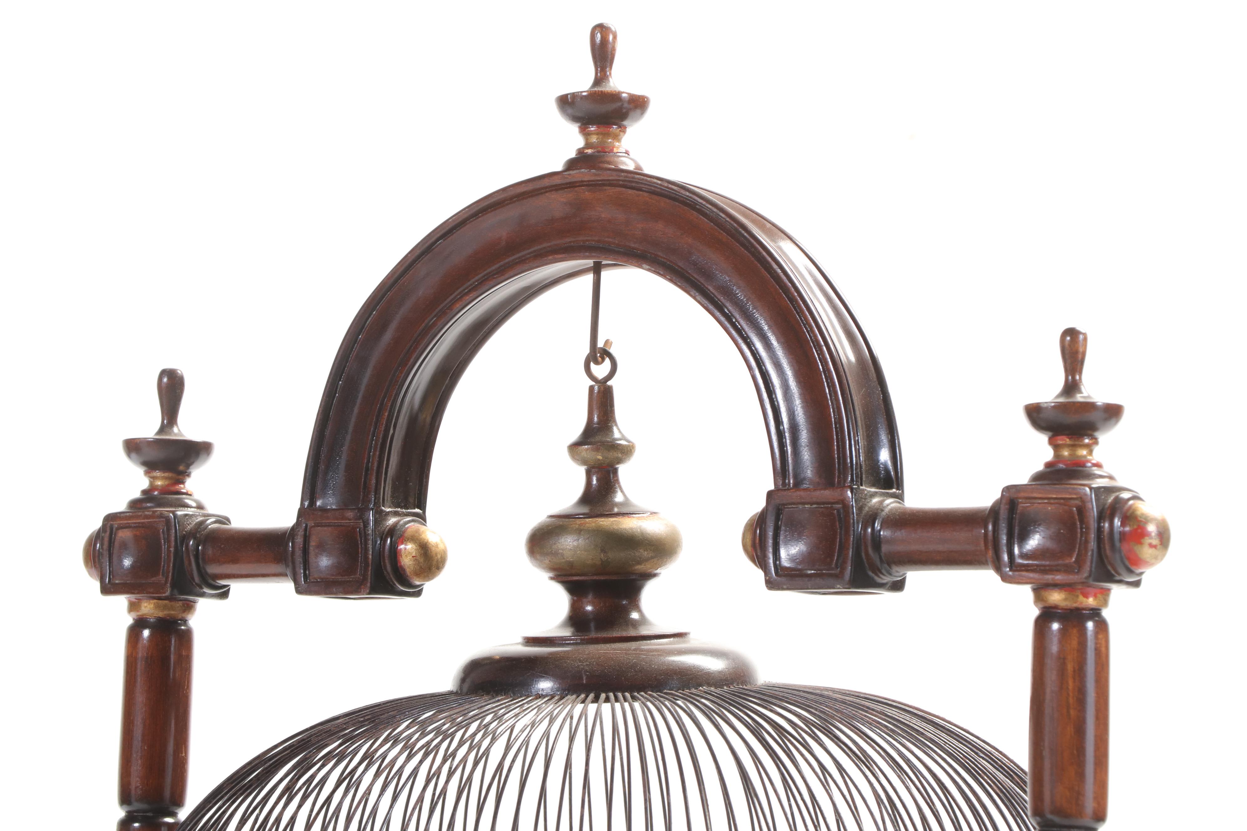 Regency Style Gilt Mahogany and Wire Hanging Birdcage