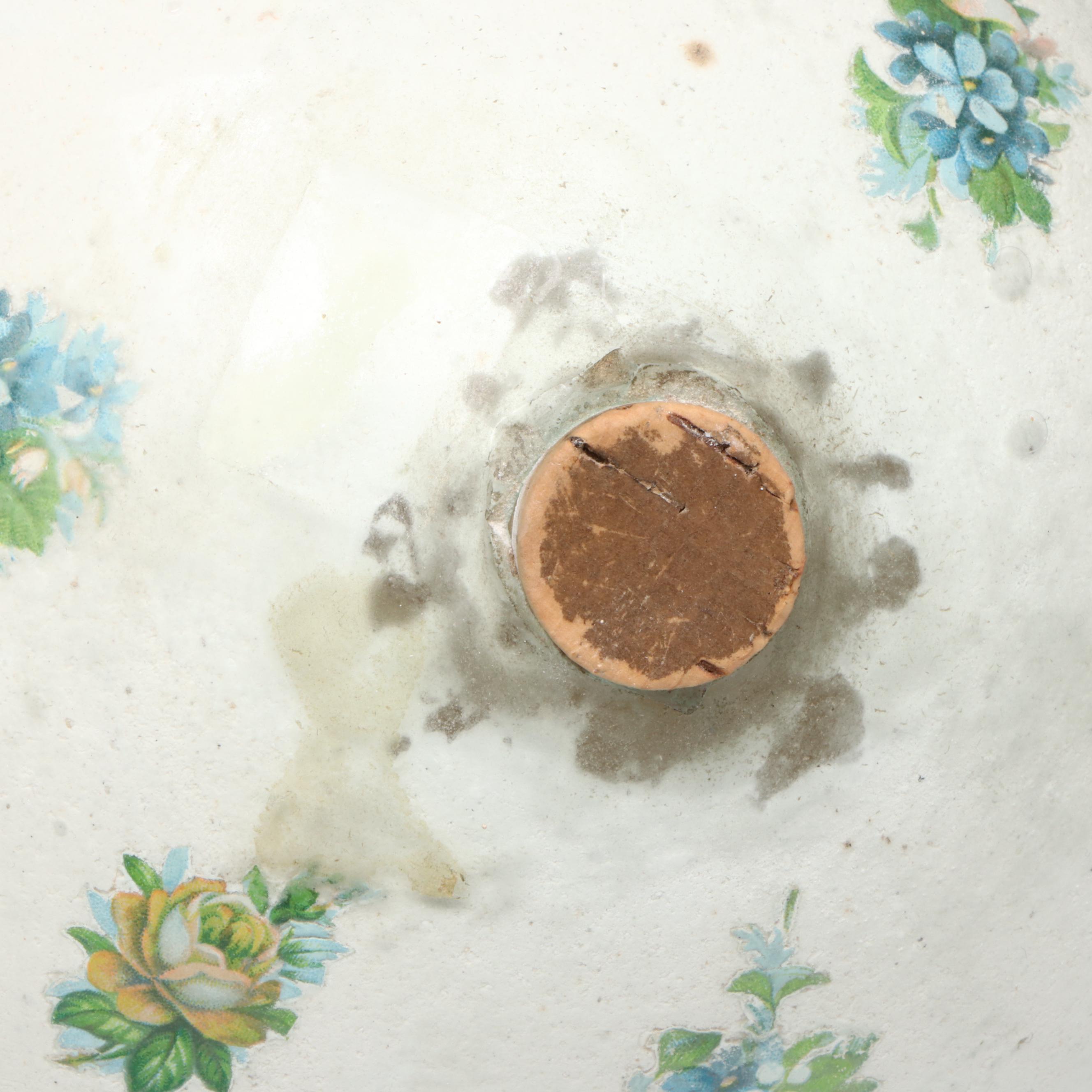 Victorian Potichomania Blown Glass Gazing Ball with Painted Silver Overlay Vase