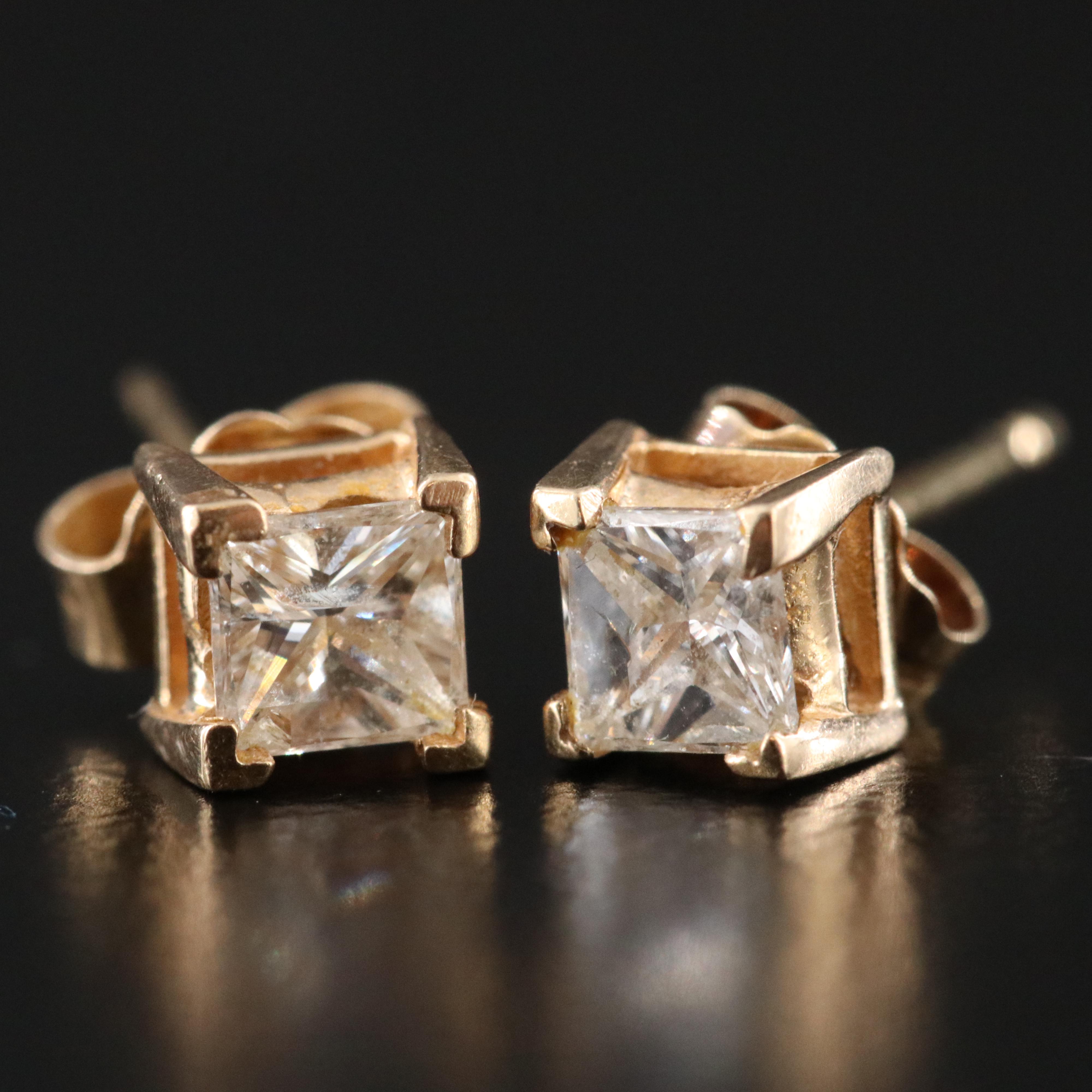 14K 0.56 CTW Diamond Solitaire Stud Earrings