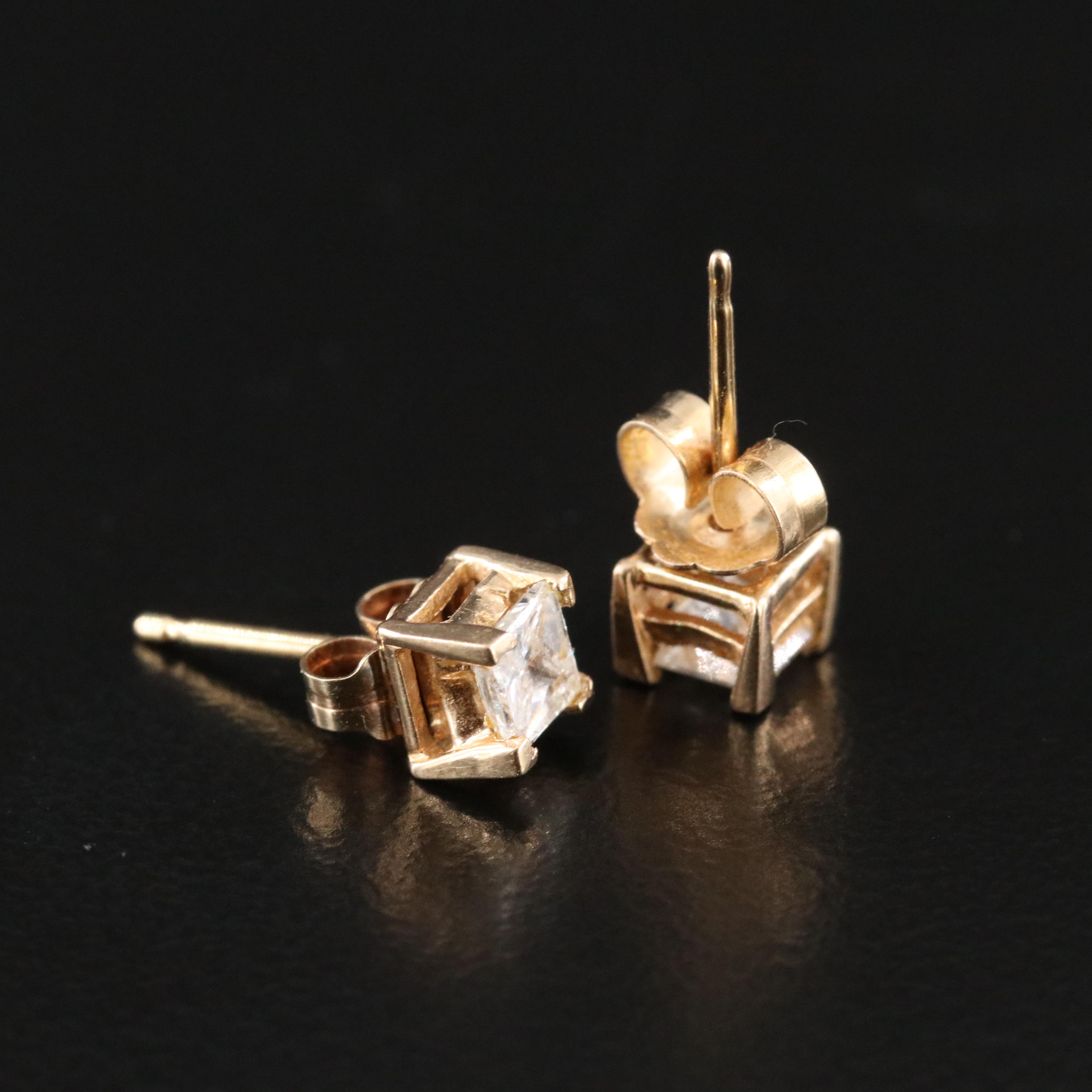14K 0.56 CTW Diamond Solitaire Stud Earrings