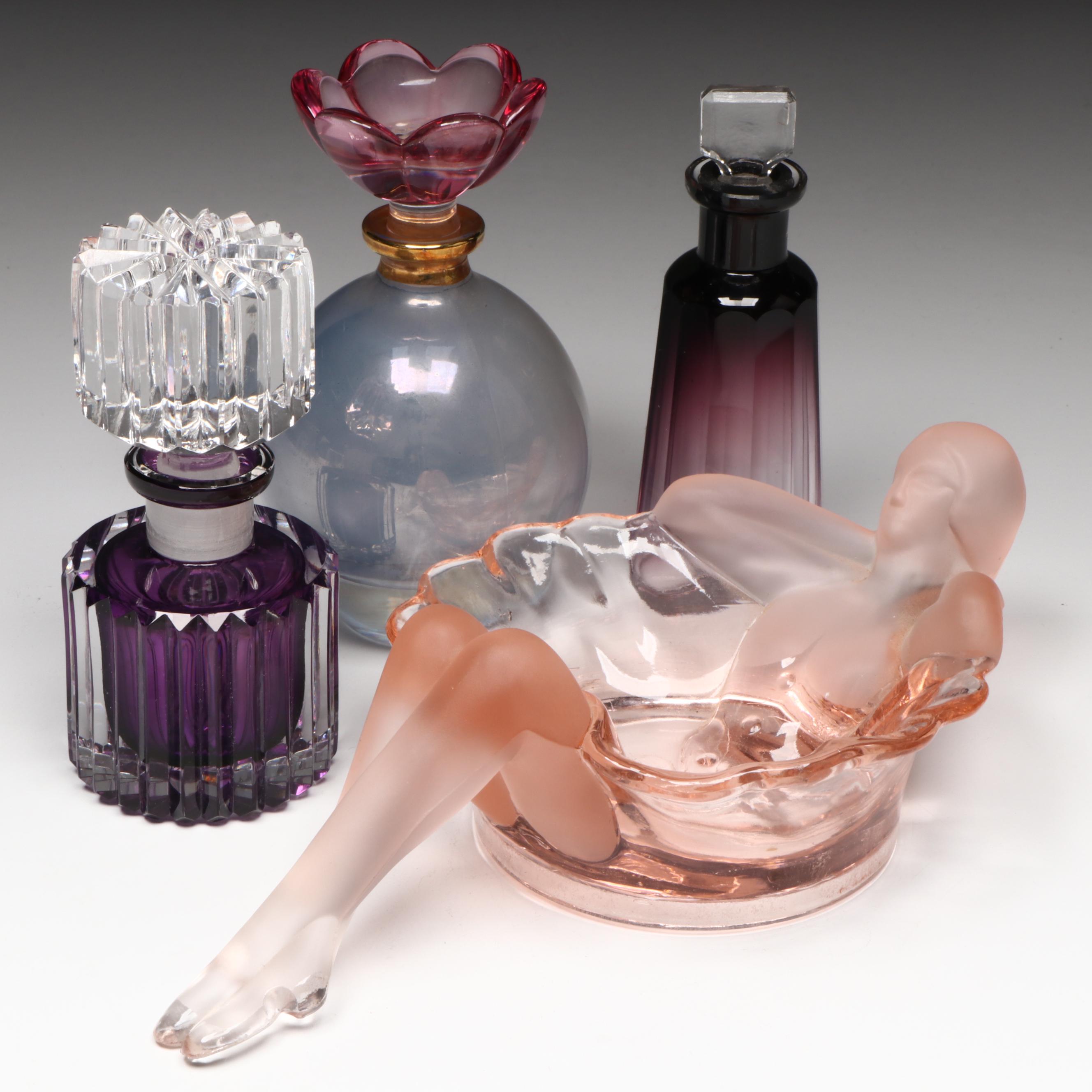 Mosser Bathing Beauty Soap Dish with Royal Limited and Other Perfume Bottles