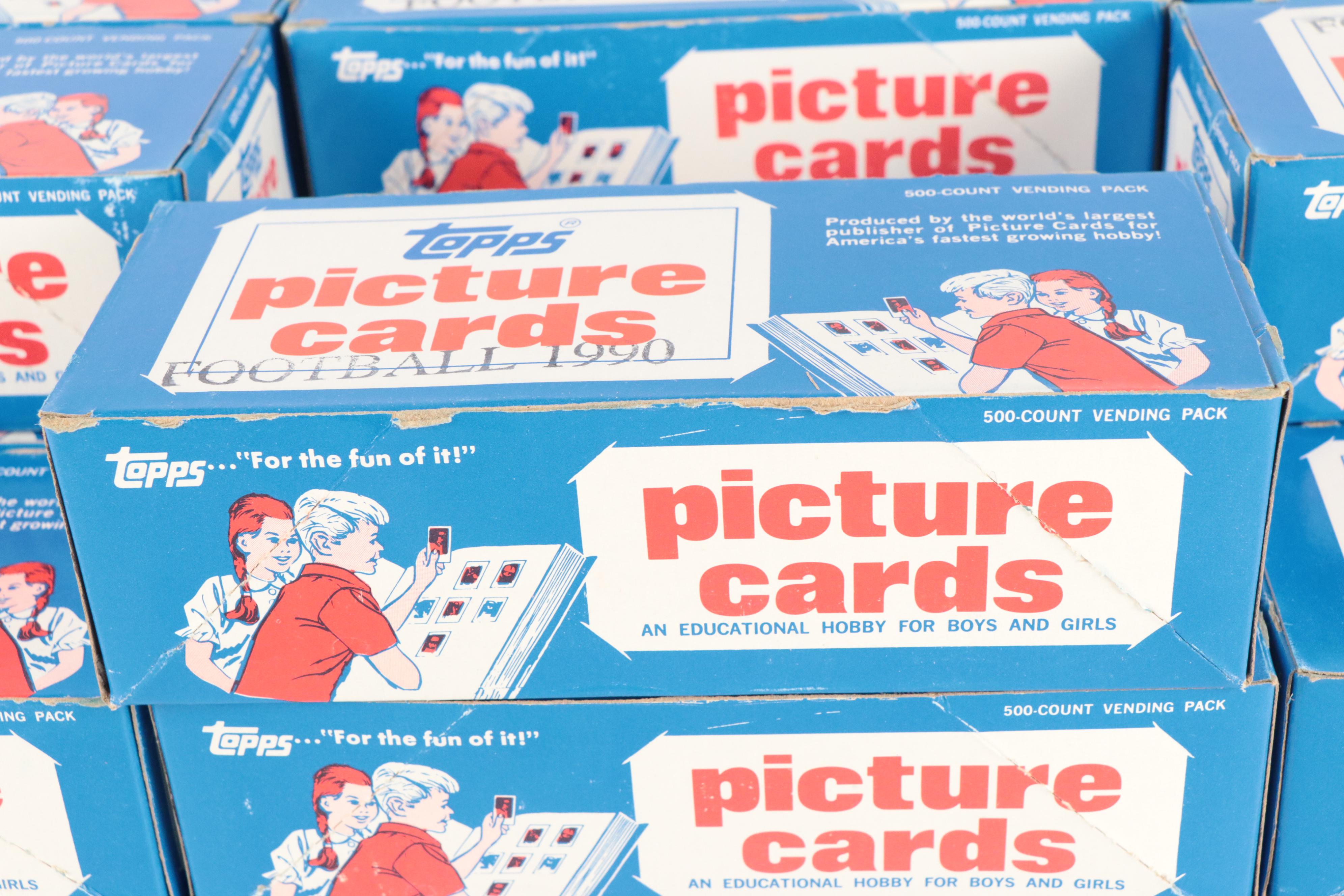 1990 Topps Football Card Boxes with Original Vending Case