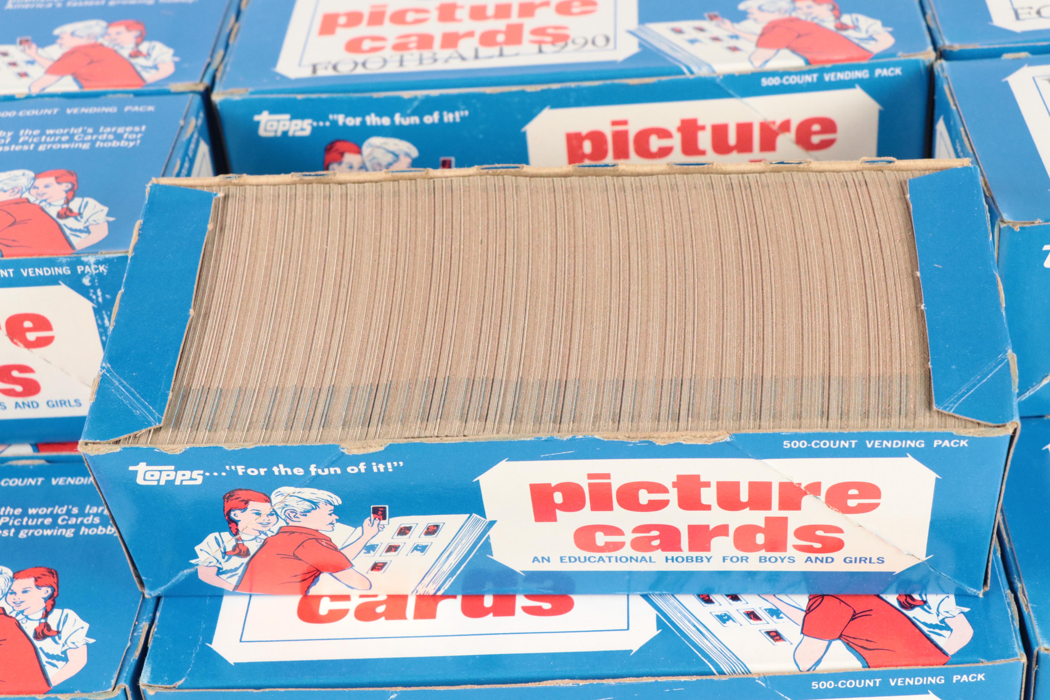 1990 Topps Football Card Boxes with Original Vending Case