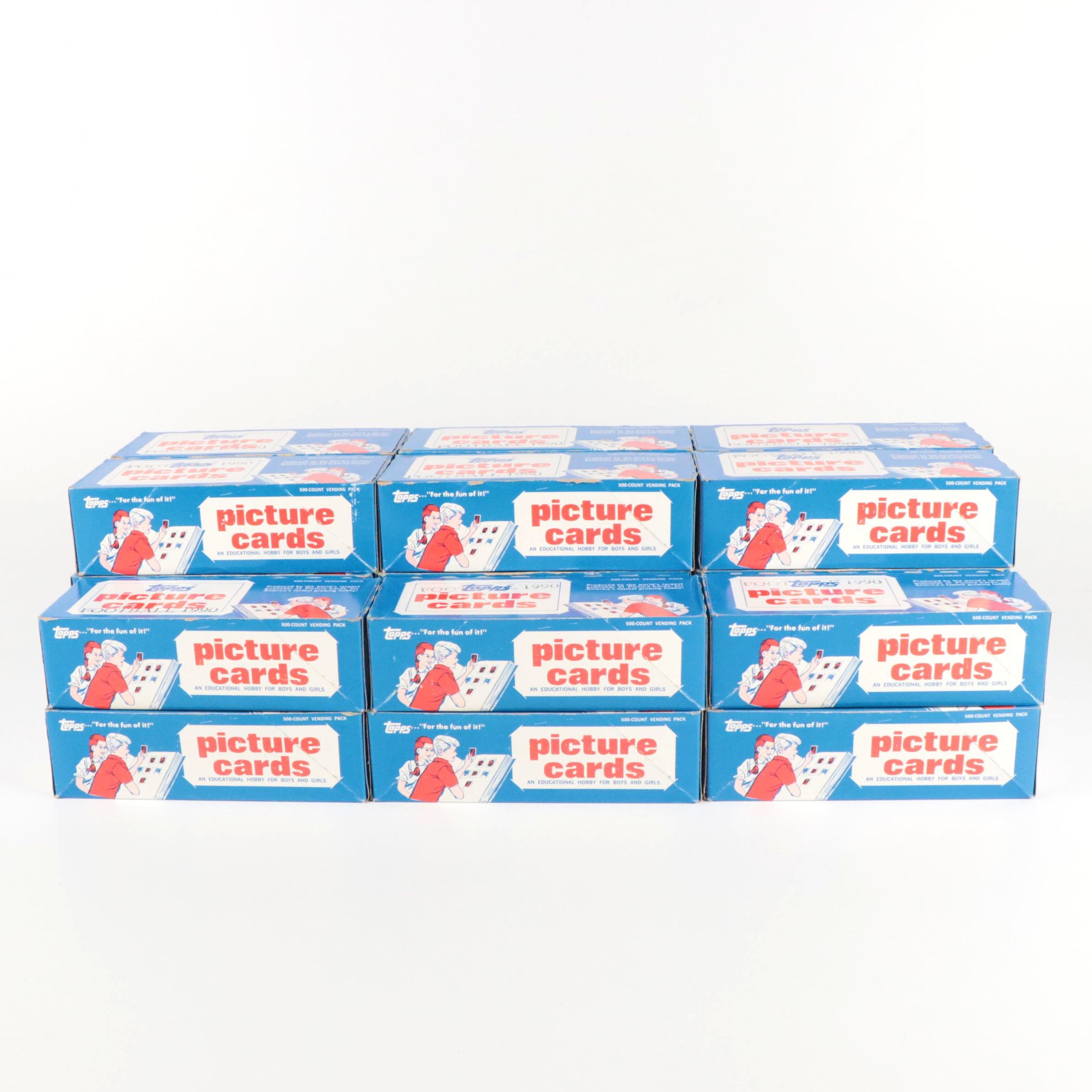 1990 Topps Football Card Boxes with Original Vending Case