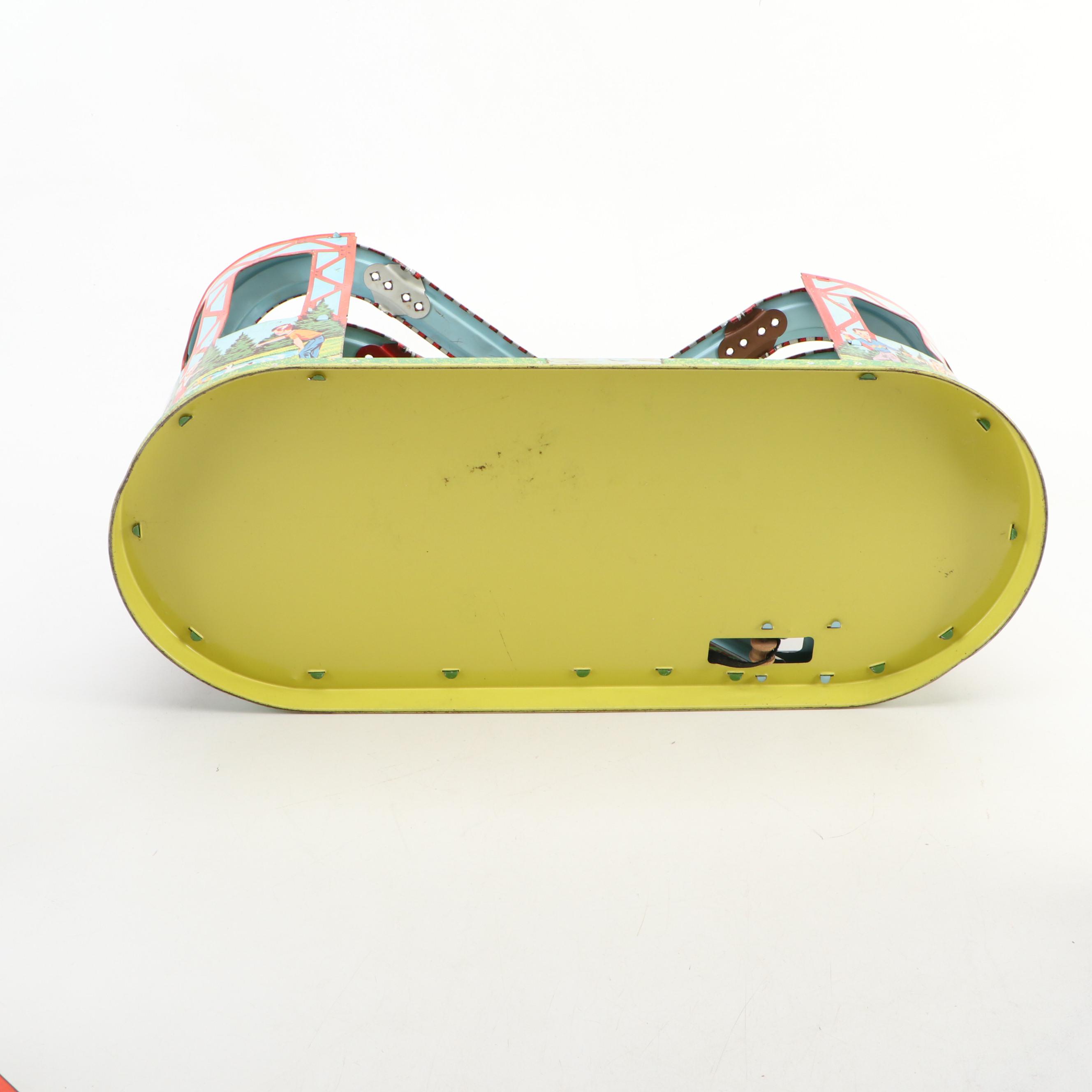 J. Chein Tin Litho Wind-Up Roller Coaster with Technofix Silver Mine Toy