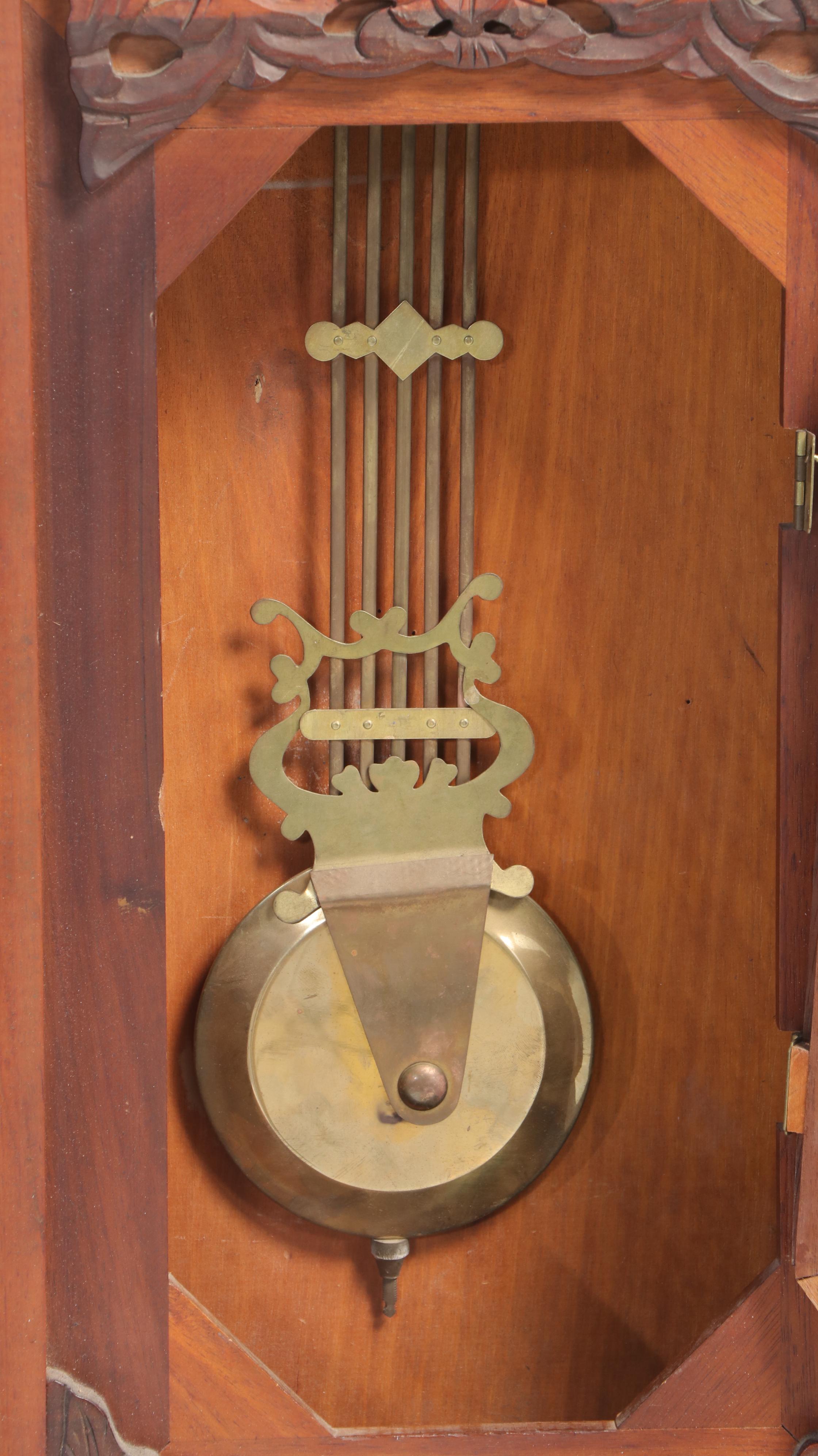Carved Wood Regulator Wall Clock, Mid to Late 20th Century