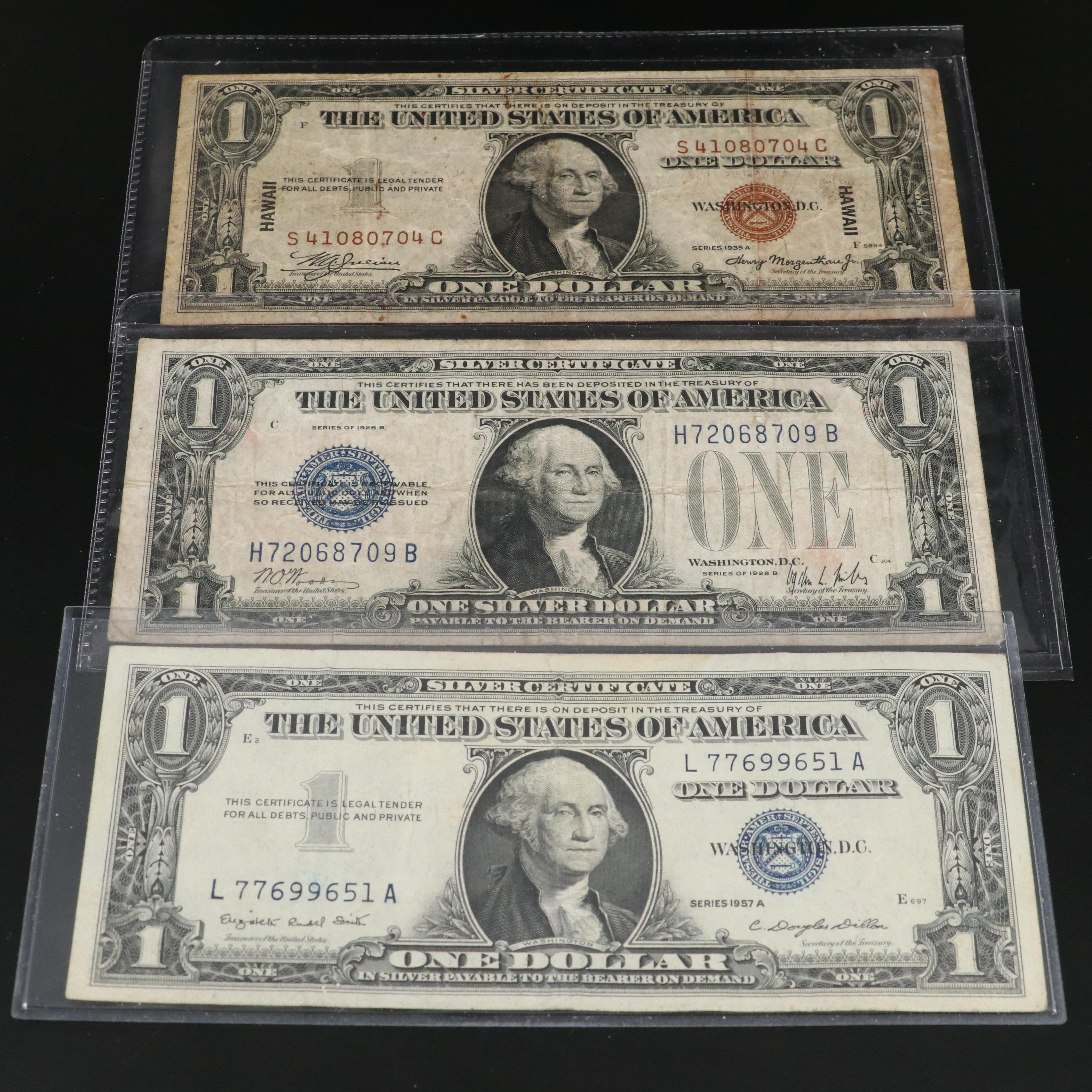 13 Different U.S. Currency Notes with a 1928 One Dollar Funny Back