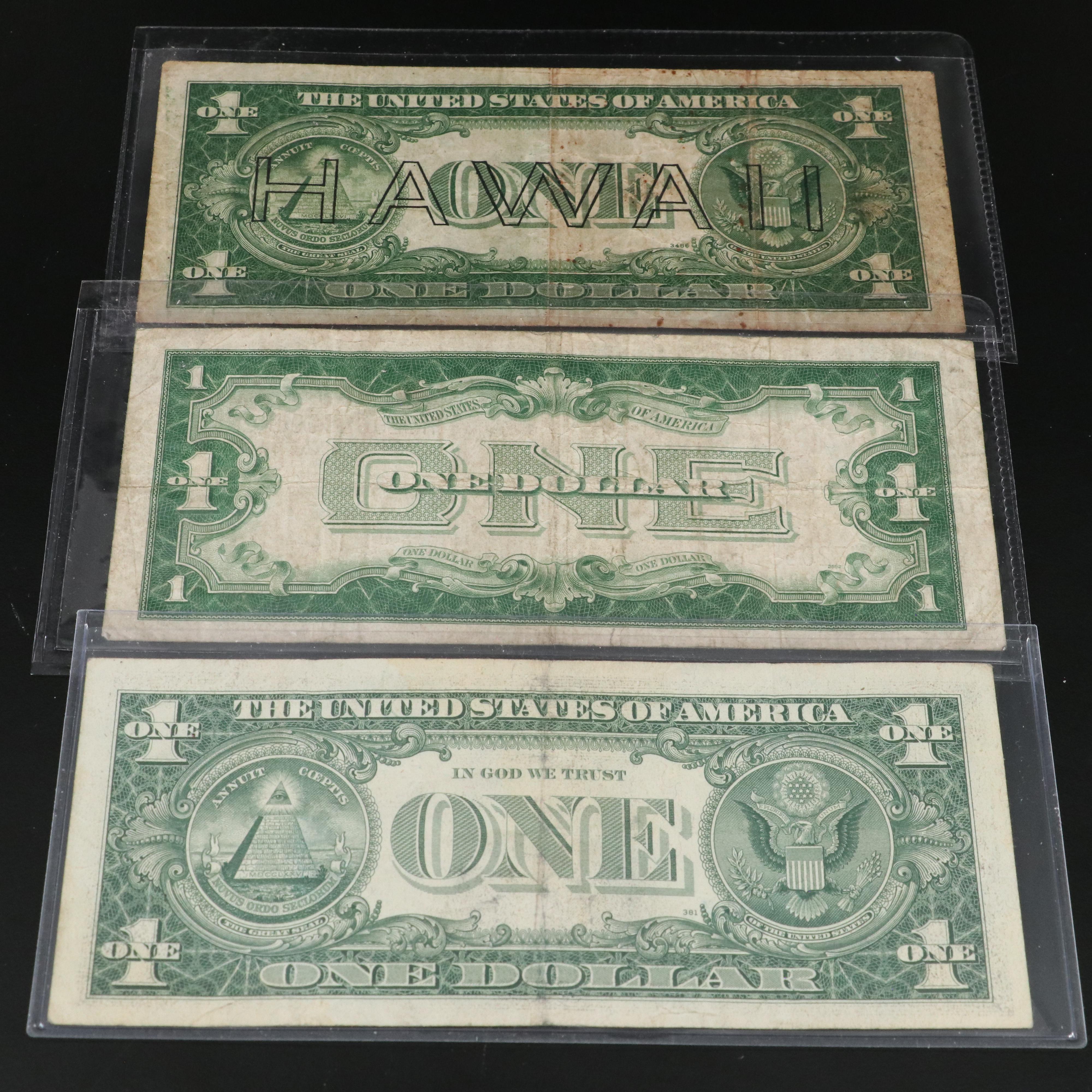 13 Different U.S. Currency Notes with a 1928 One Dollar Funny Back