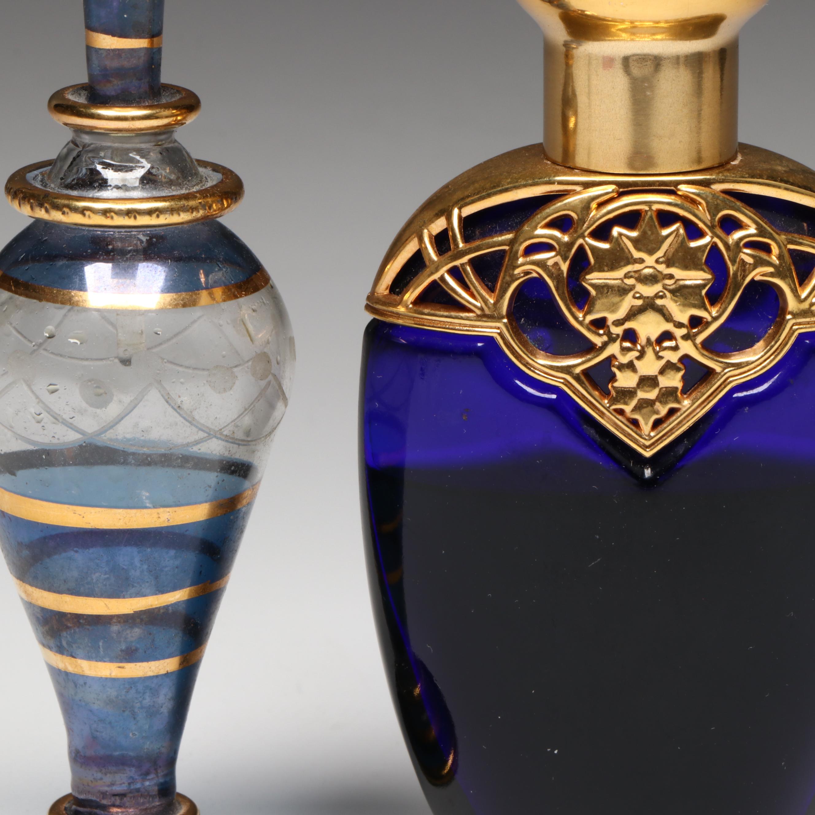 Swarovski and Other Crystal Figurines with Glass and Metal Perfume Bottles