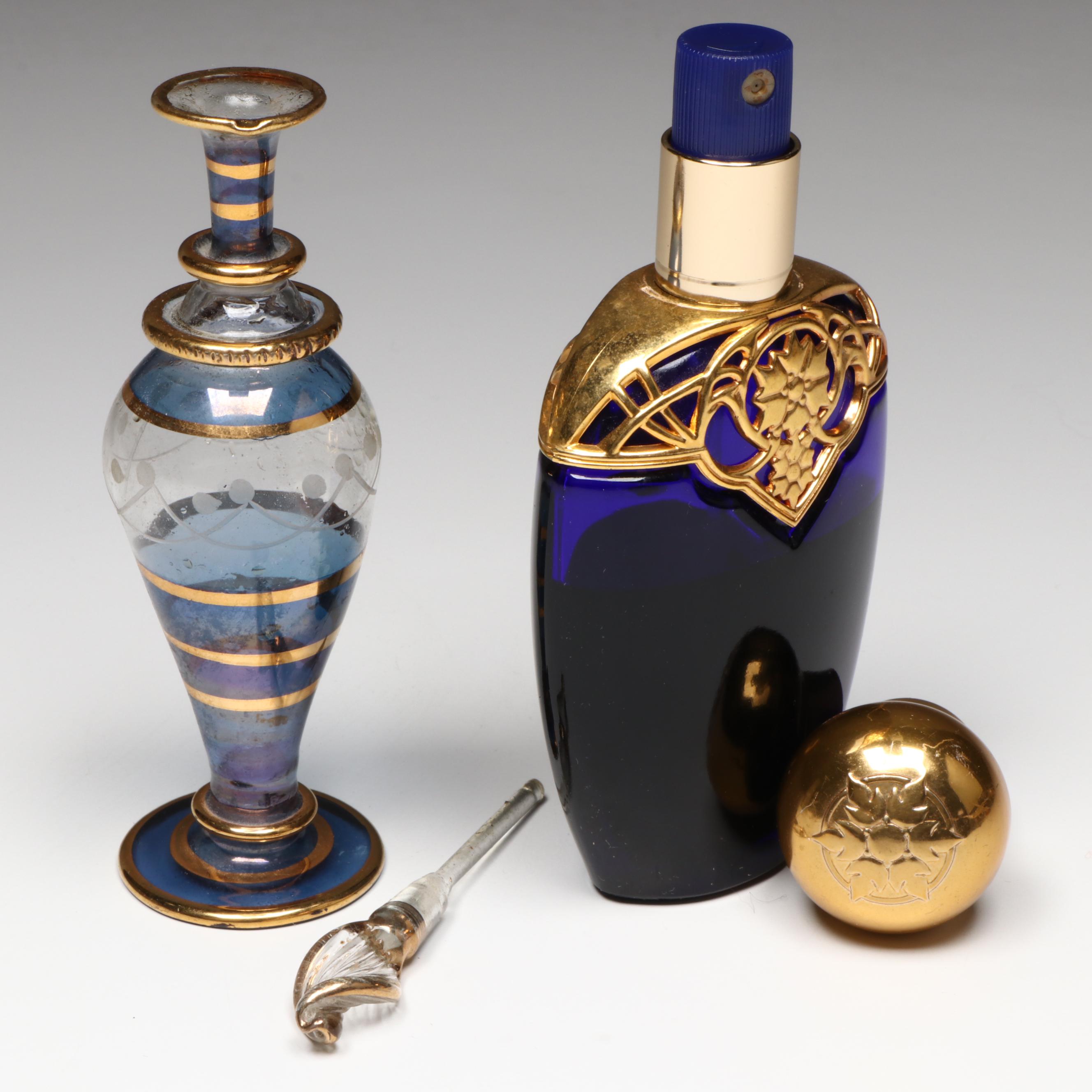 Swarovski and Other Crystal Figurines with Glass and Metal Perfume Bottles