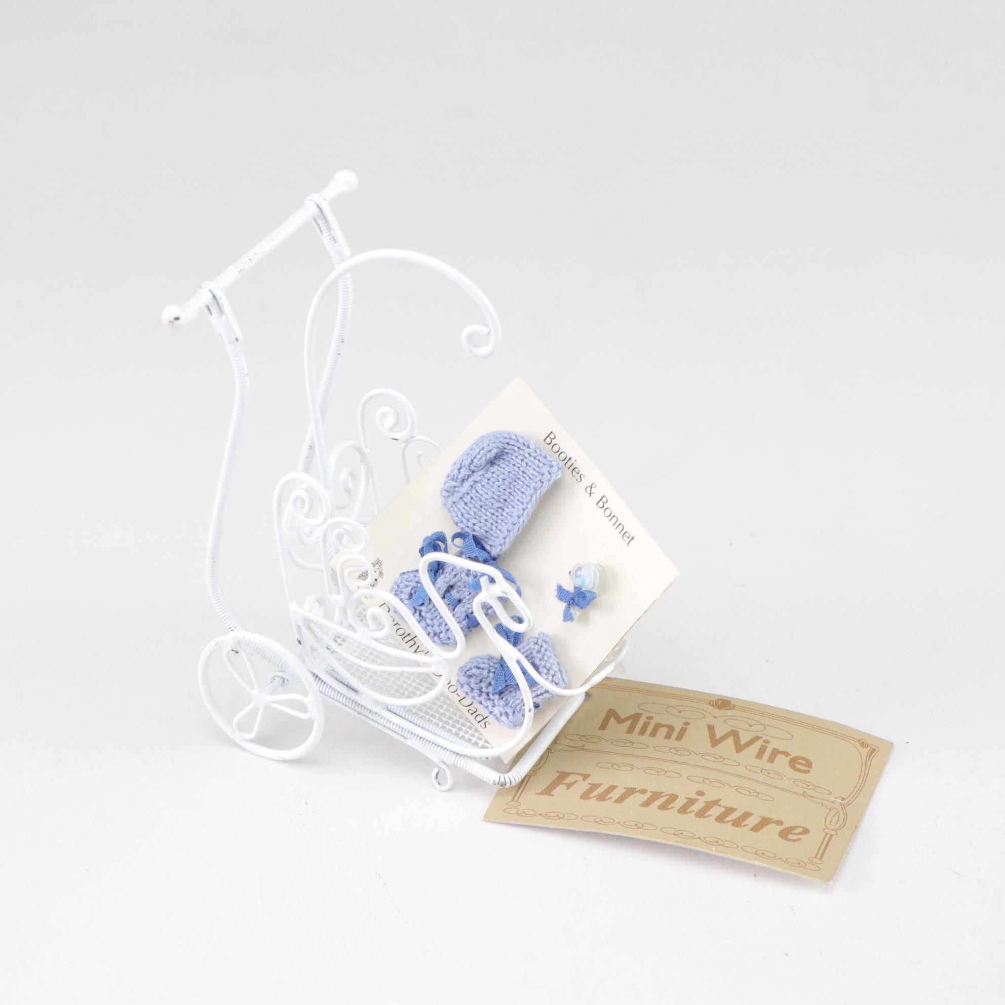 Miniature Doll House White Wicker & Wire Garden Furniture Set with Extras