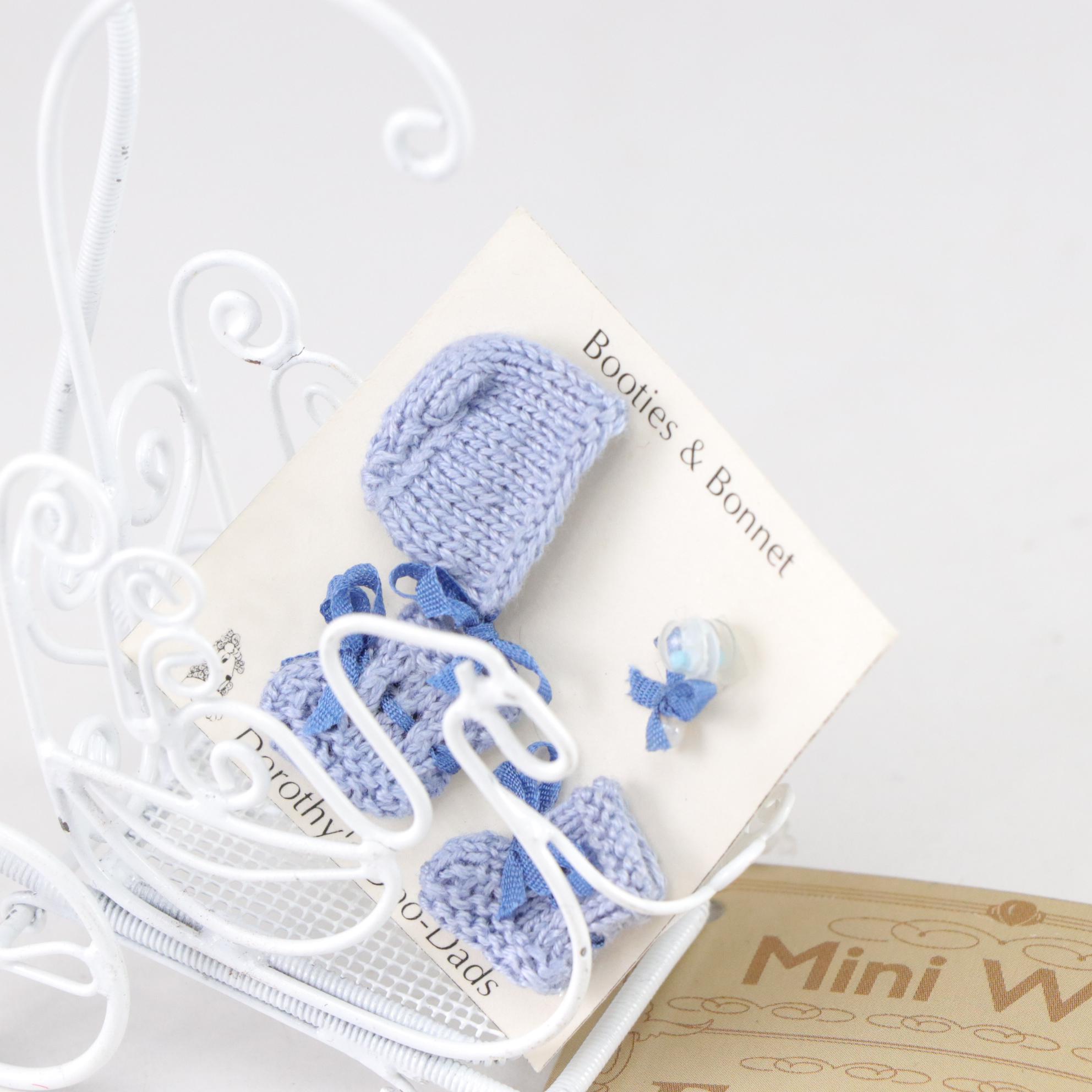 Miniature Doll House White Wicker & Wire Garden Furniture Set with Extras