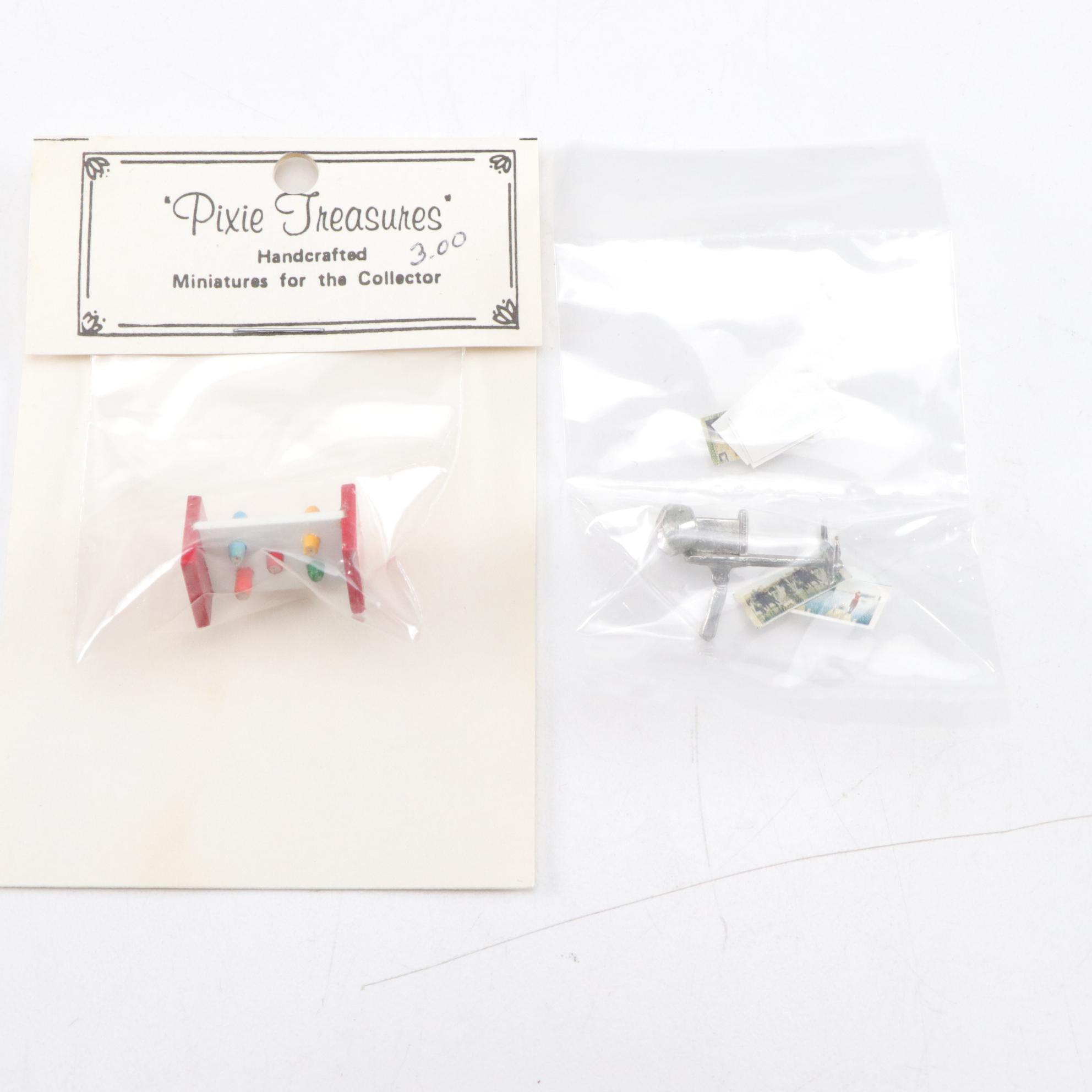 Miniature Doll House White Wicker & Wire Garden Furniture Set with Extras