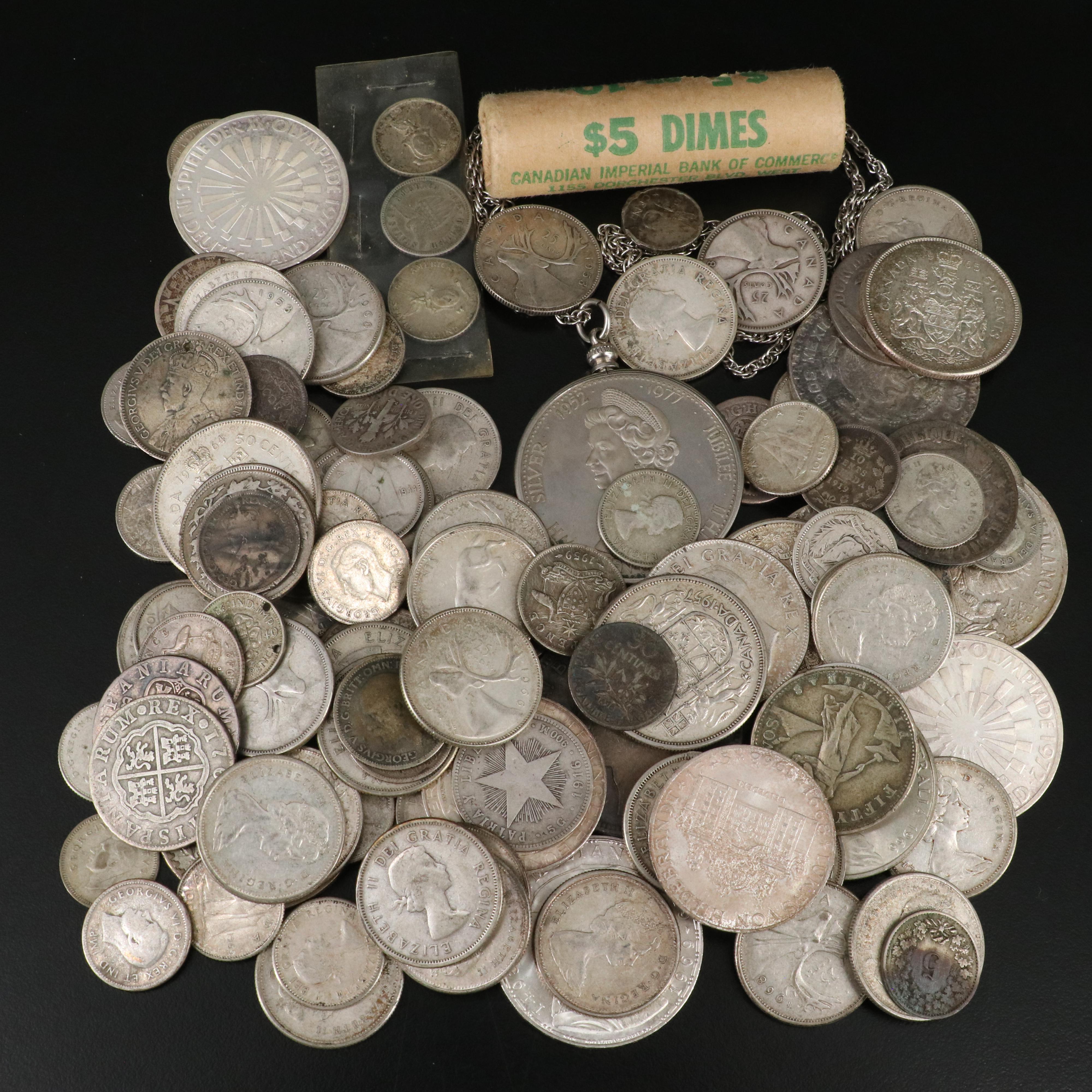 166 Antique to Vintage Foreign Coins, Mainly Silver