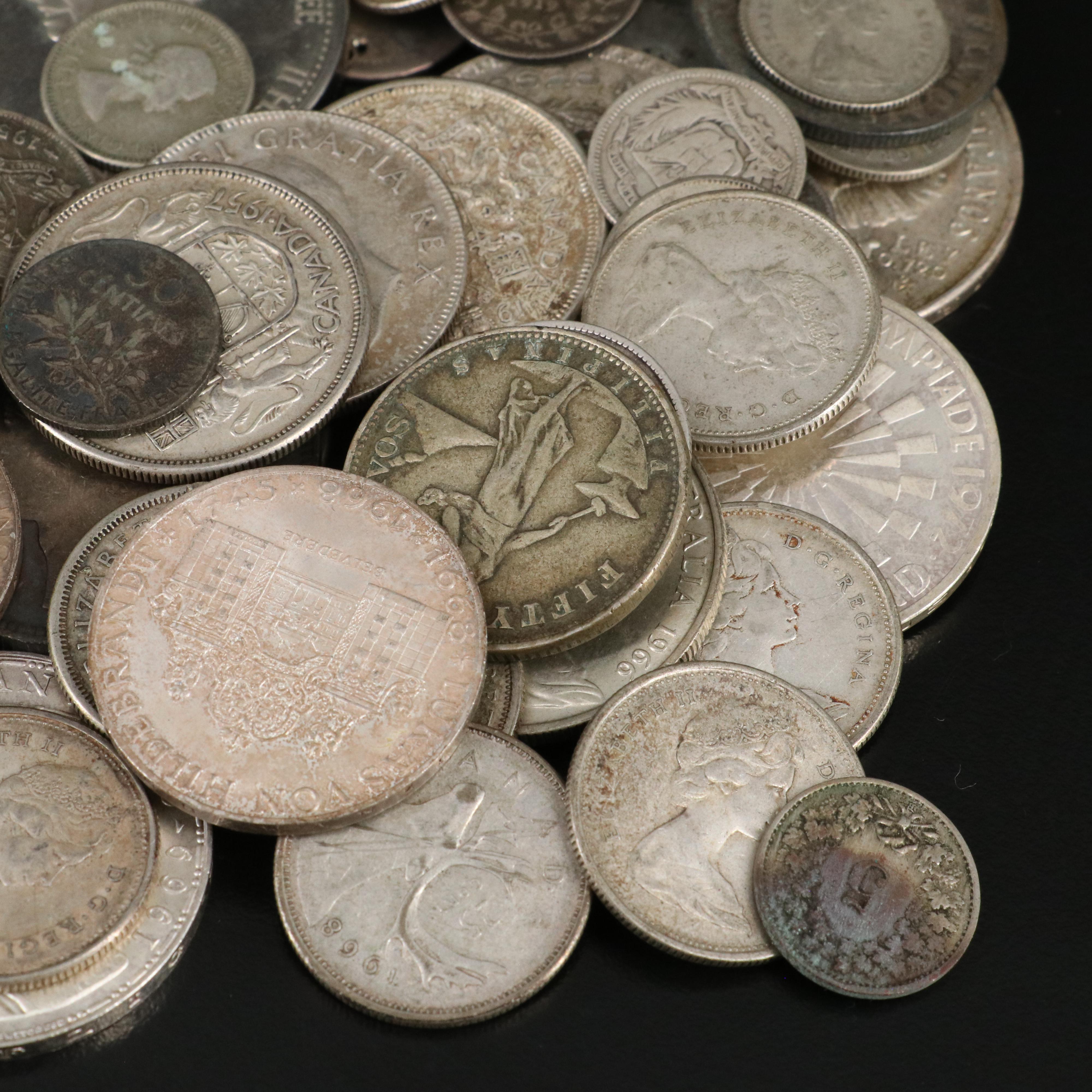 166 Antique to Vintage Foreign Coins, Mainly Silver