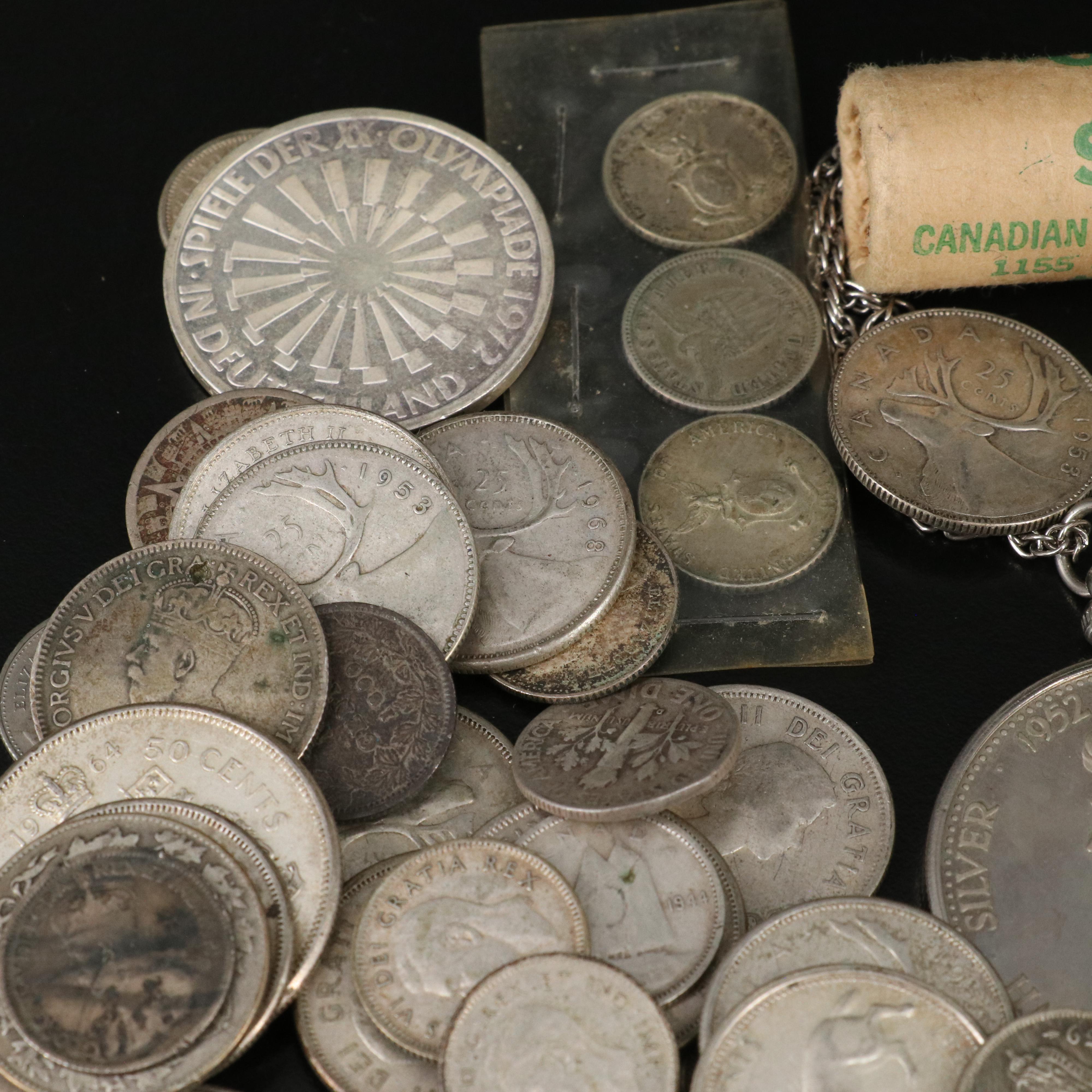166 Antique to Vintage Foreign Coins, Mainly Silver