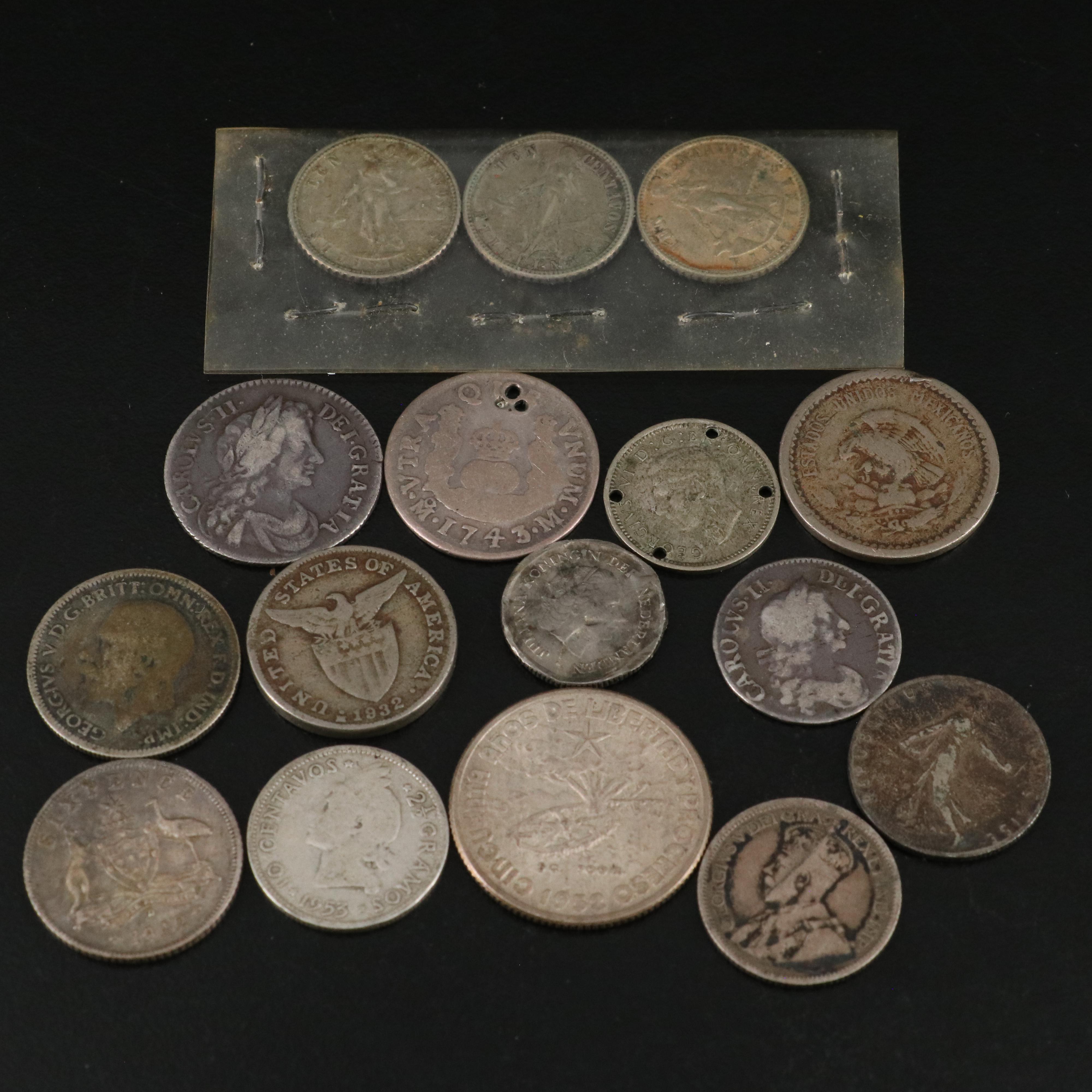 166 Antique to Vintage Foreign Coins, Mainly Silver