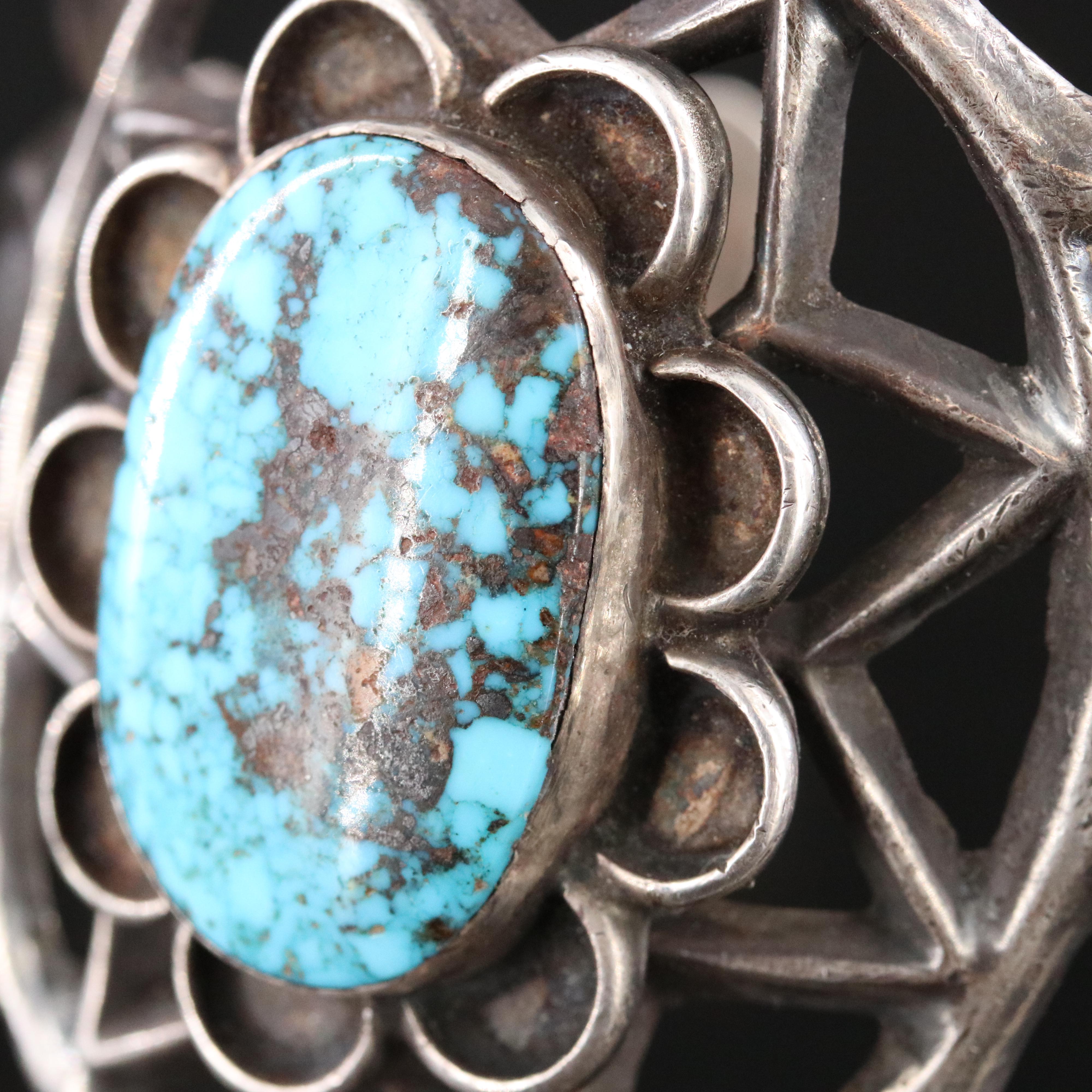 Southwestern Sterling Turquoise Tufa Cast Cuff
