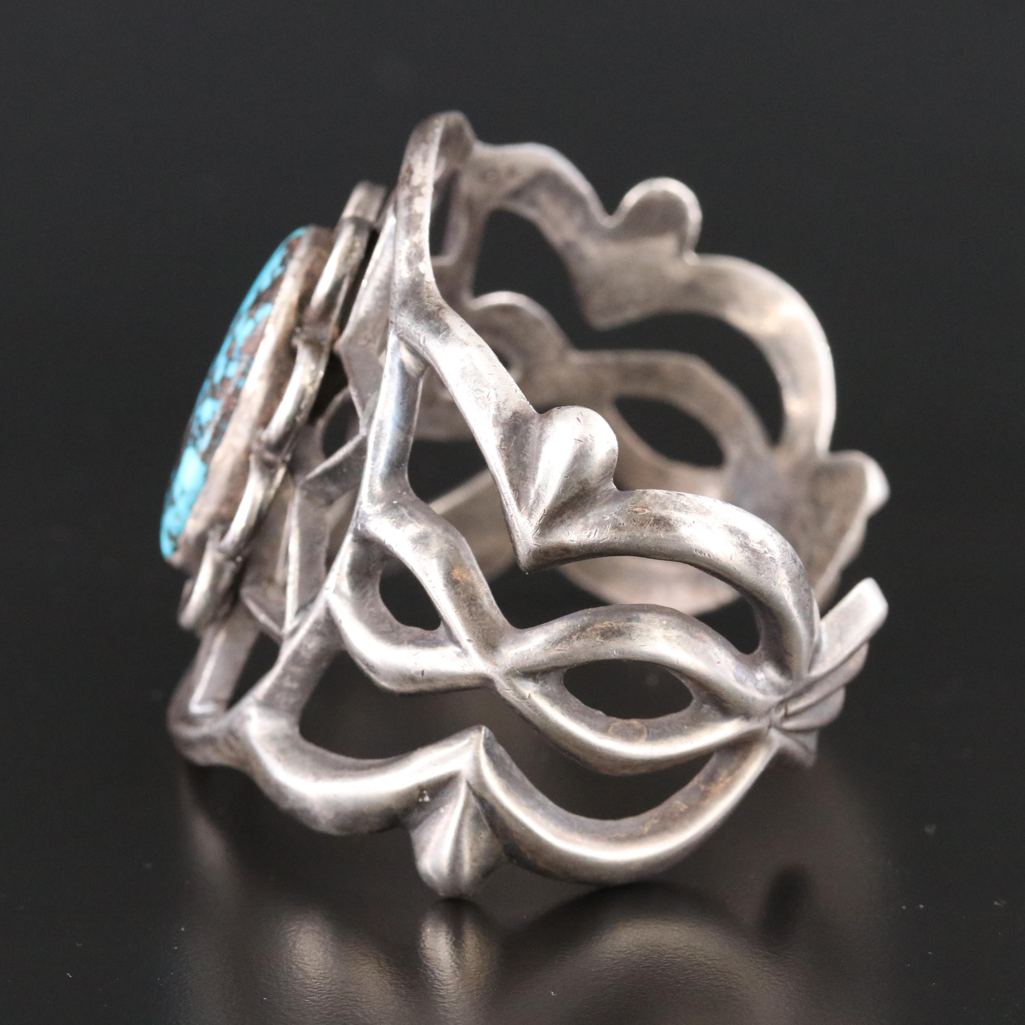 Southwestern Sterling Turquoise Tufa Cast Cuff