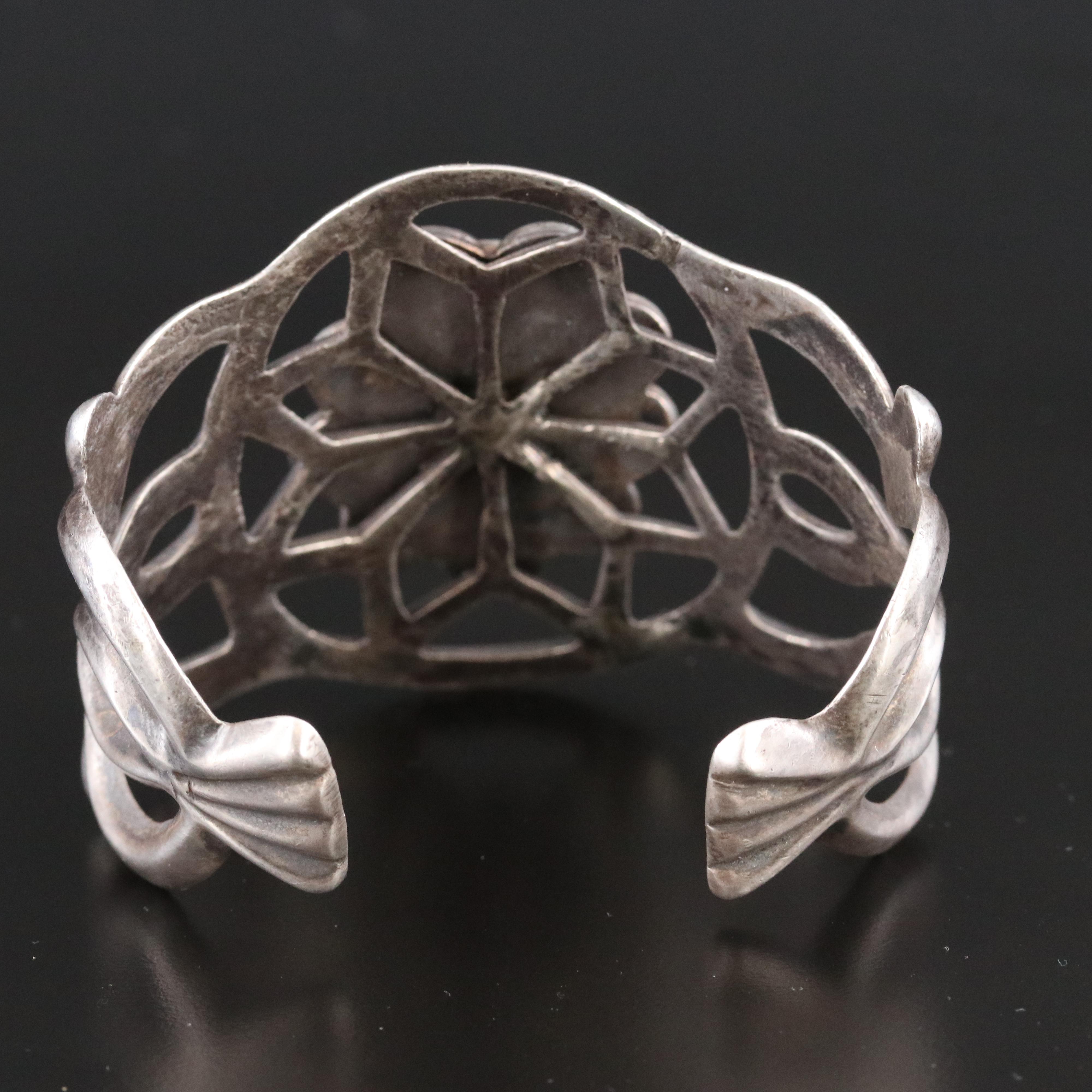 Southwestern Sterling Turquoise Tufa Cast Cuff