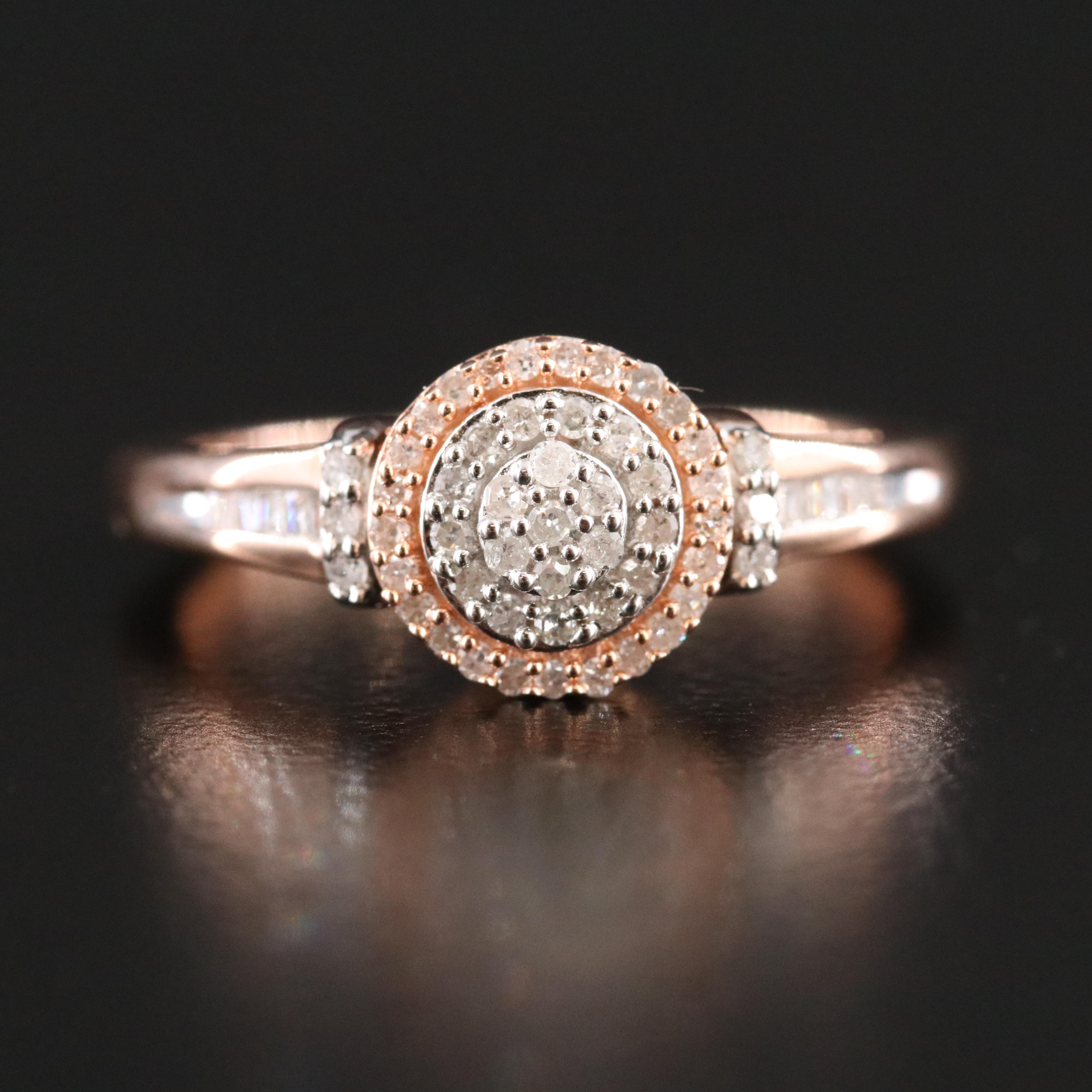 Rose-Tone Sterling 0.26 CTW Diamond Ring