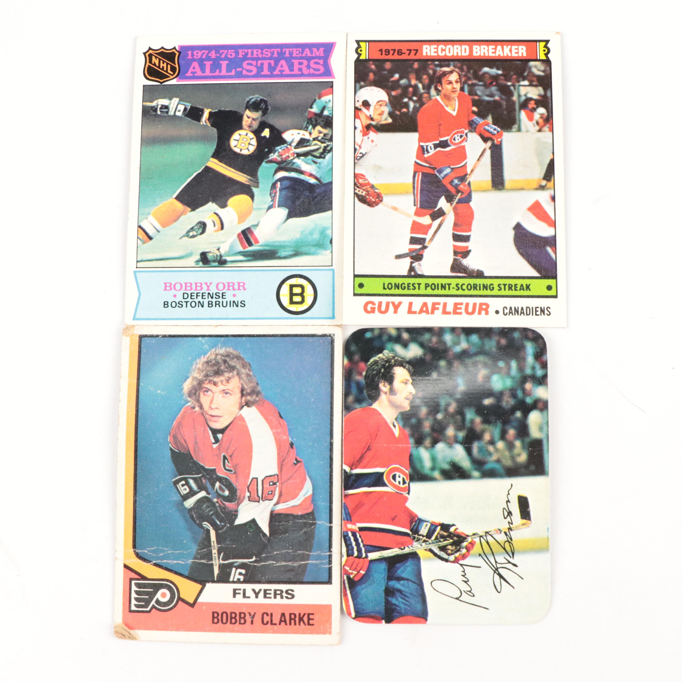 Topps Hockey Cards Featuring Bobby Orr, Bernie Parent, and More, 1970s