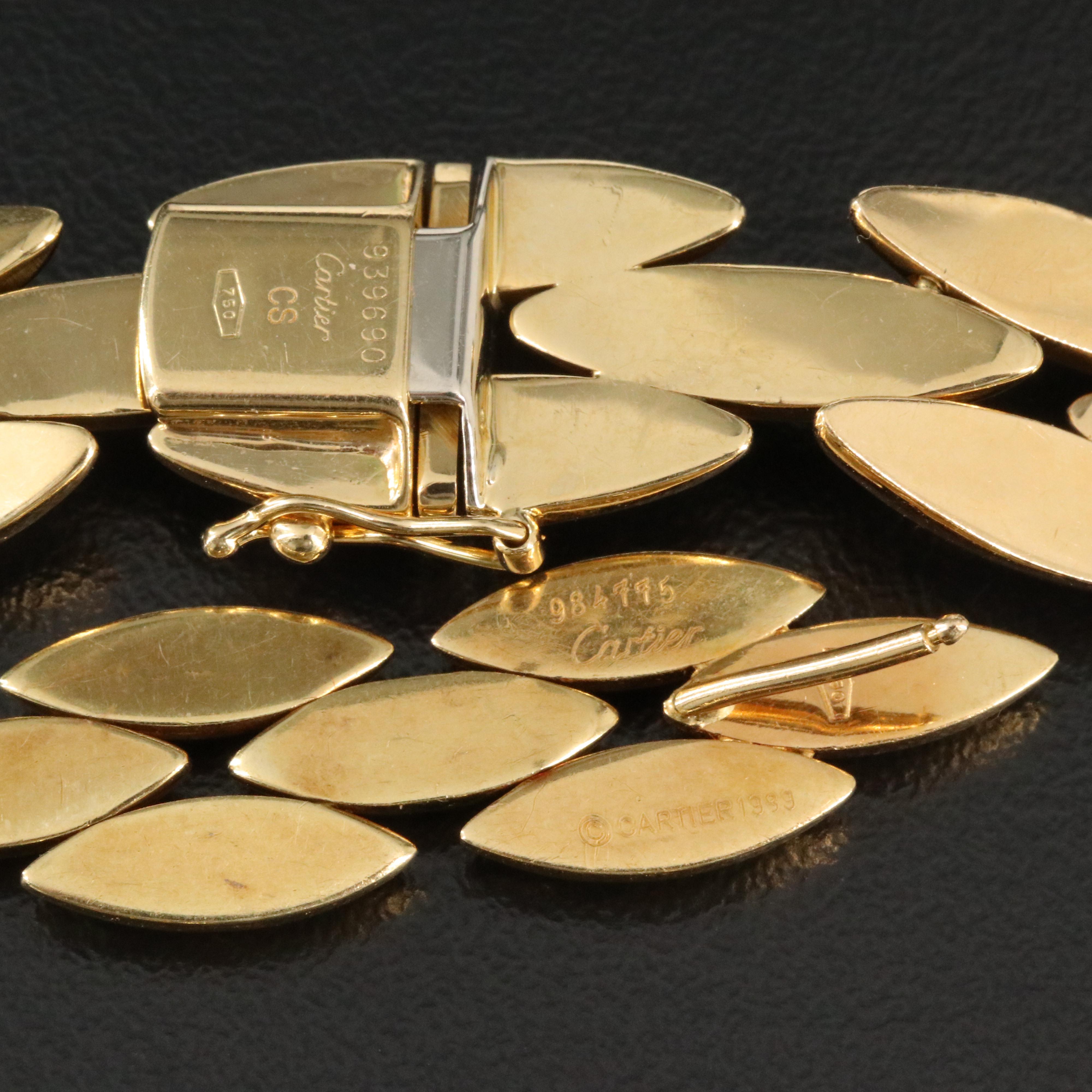 Cartier Gentiane 18K Triple Row Rice Link Jewelry Set