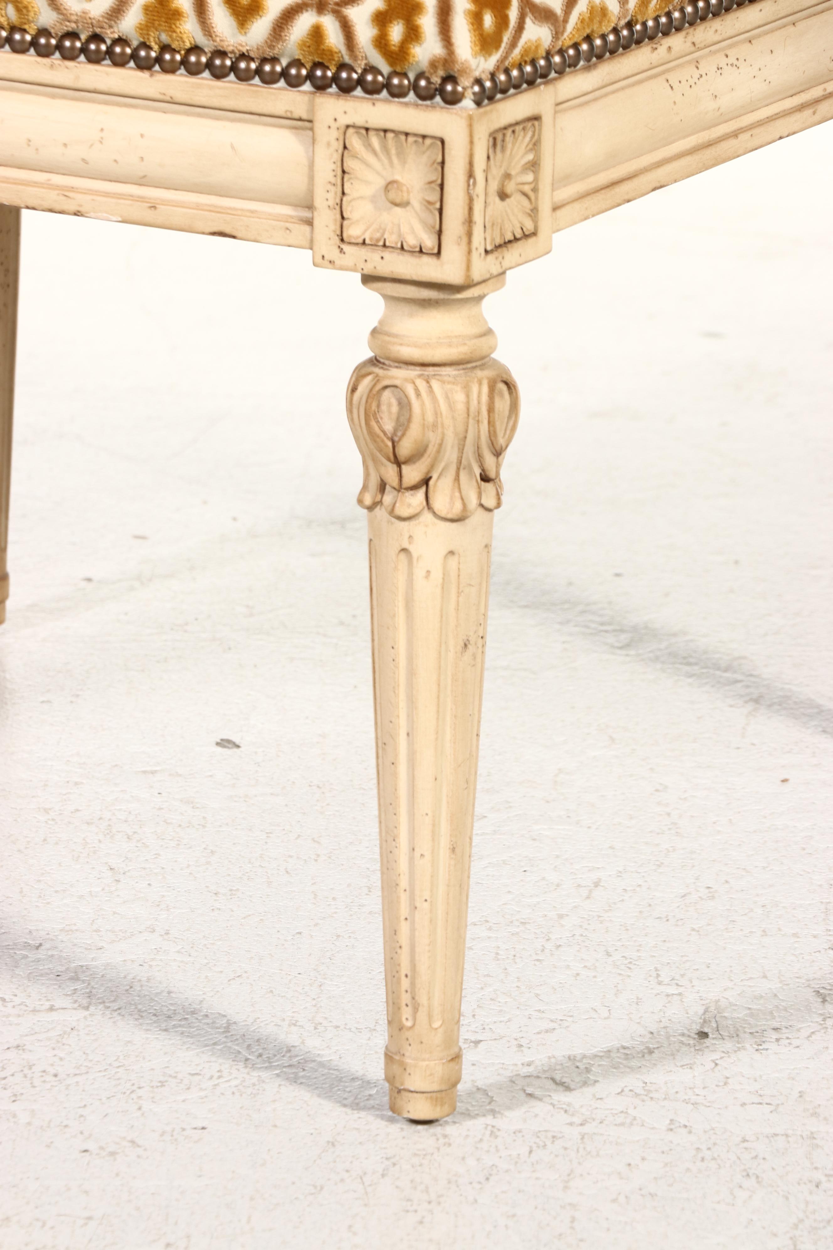 Pair of Isenhour Furniture French Provincial Style Chenille Upholstered Ottomans