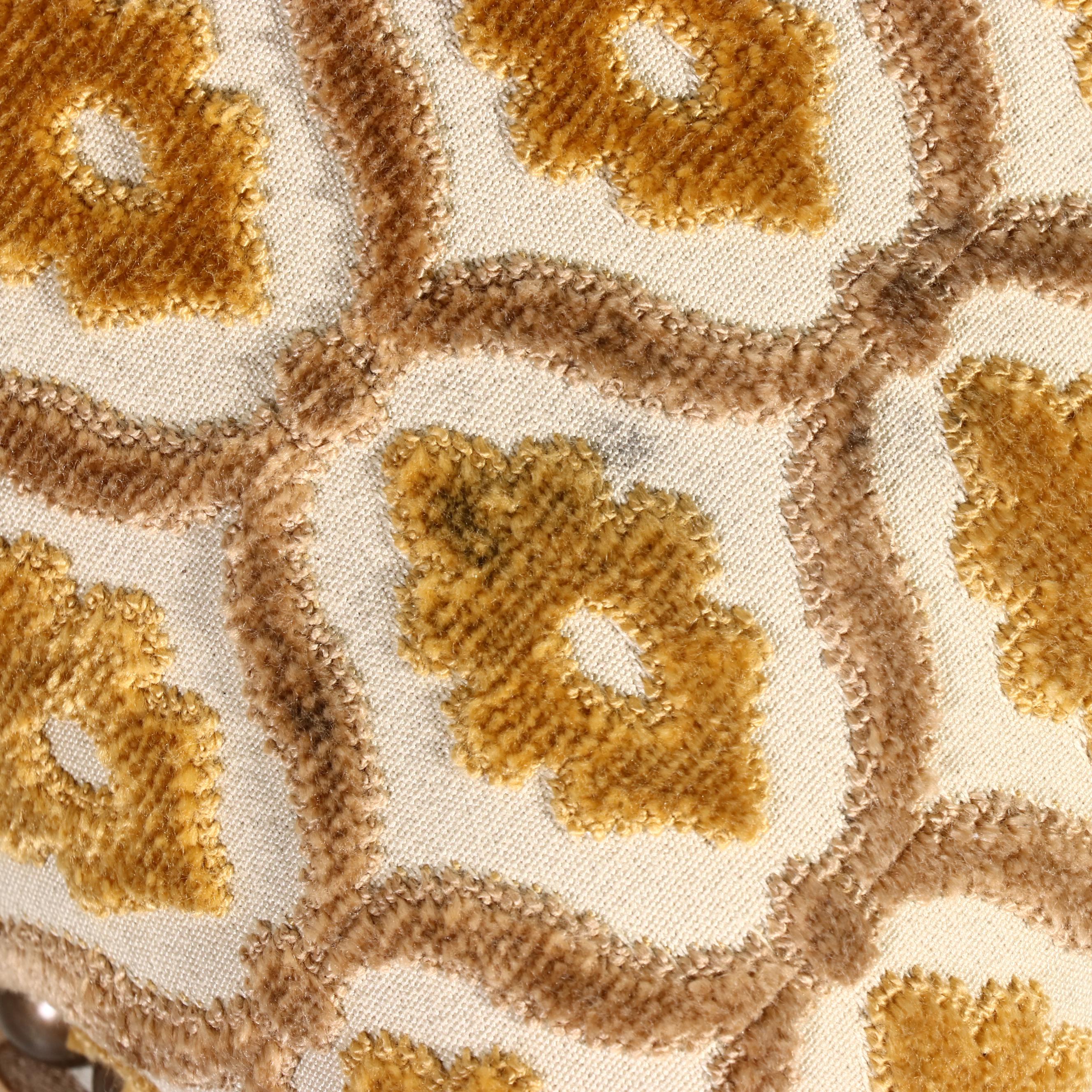 Pair of Isenhour Furniture French Provincial Style Chenille Upholstered Ottomans