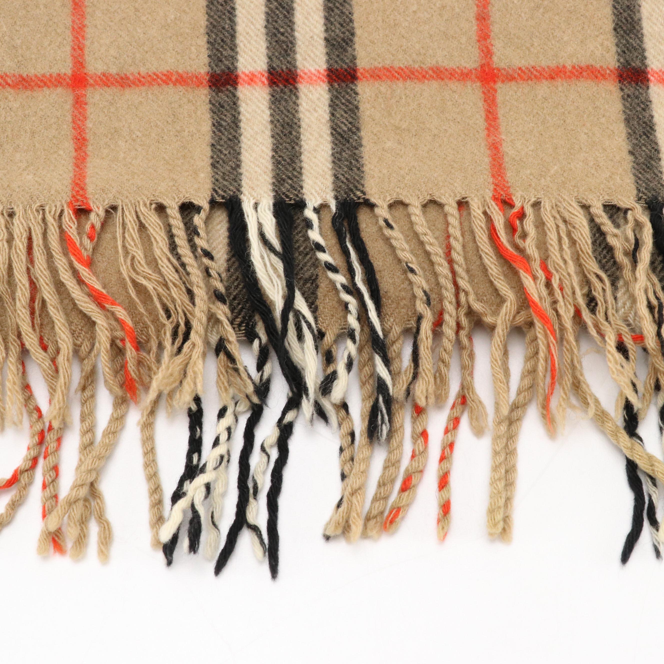 Burberrys Nova Check Cashmere Fringe Scarf