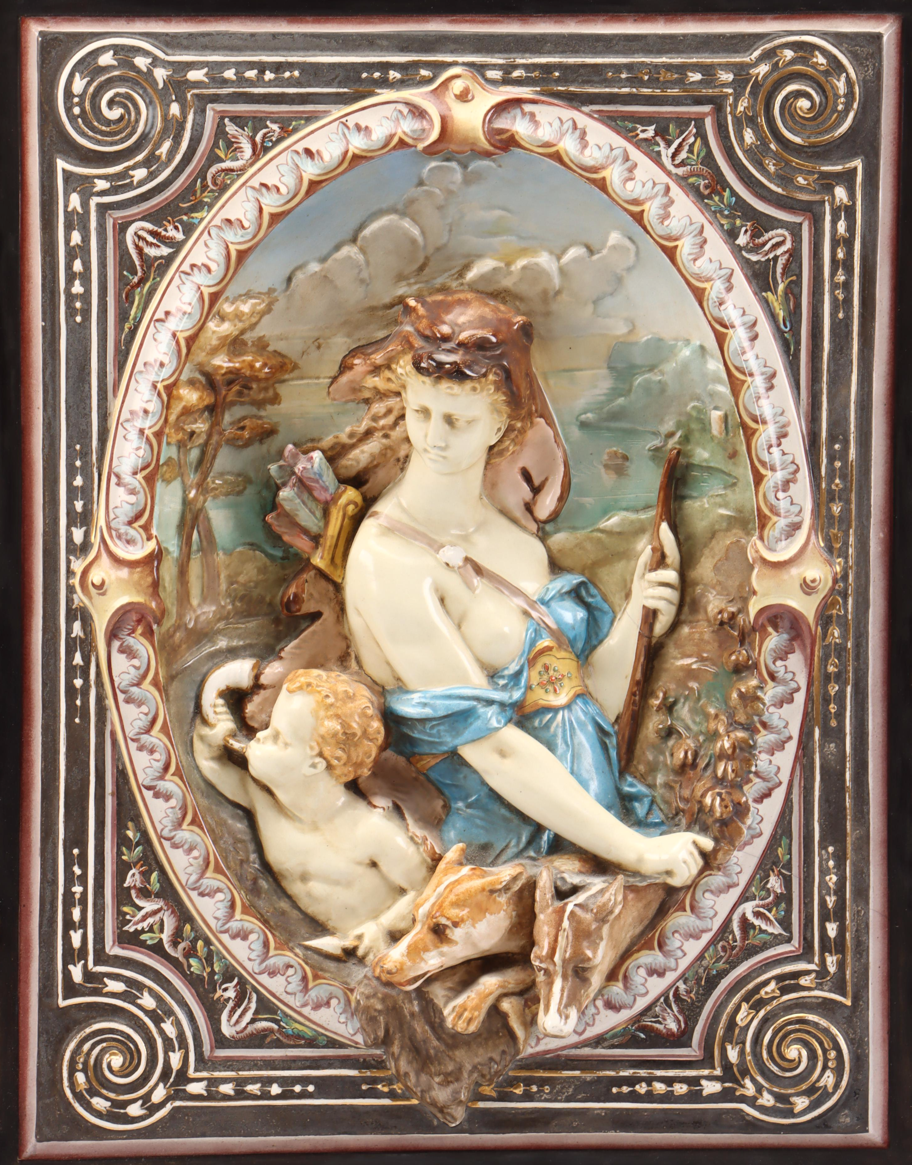 Diana's Hunt Hand-Decorated Relief Porcelain Wall Hanging