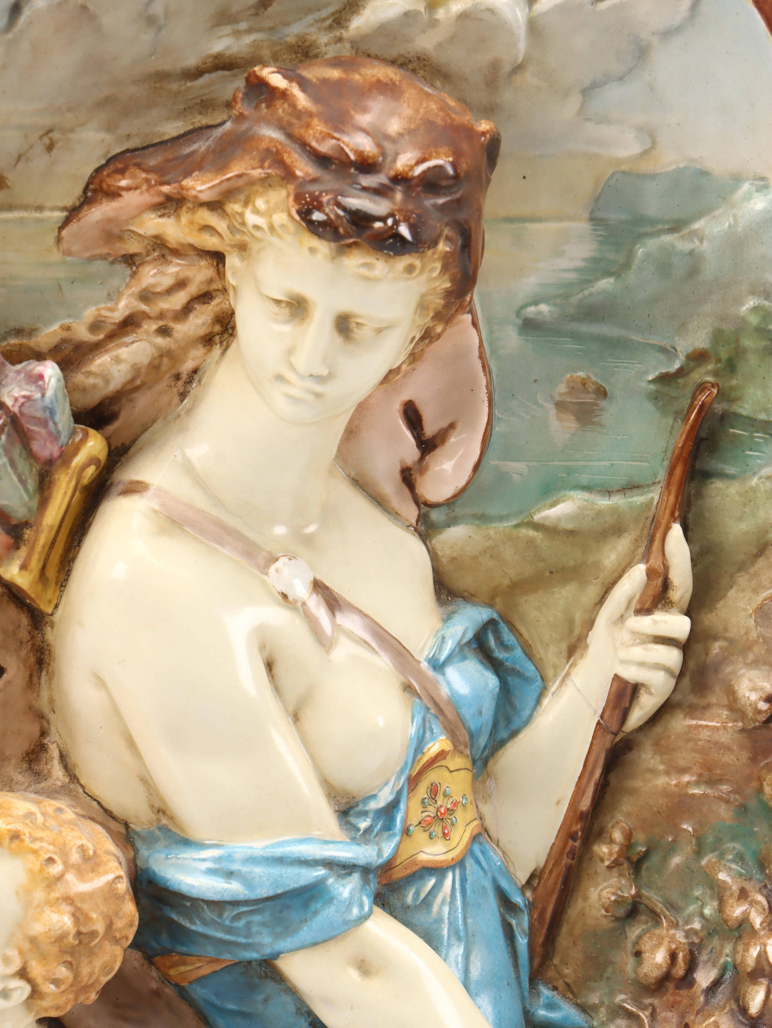Diana's Hunt Hand-Decorated Relief Porcelain Wall Hanging