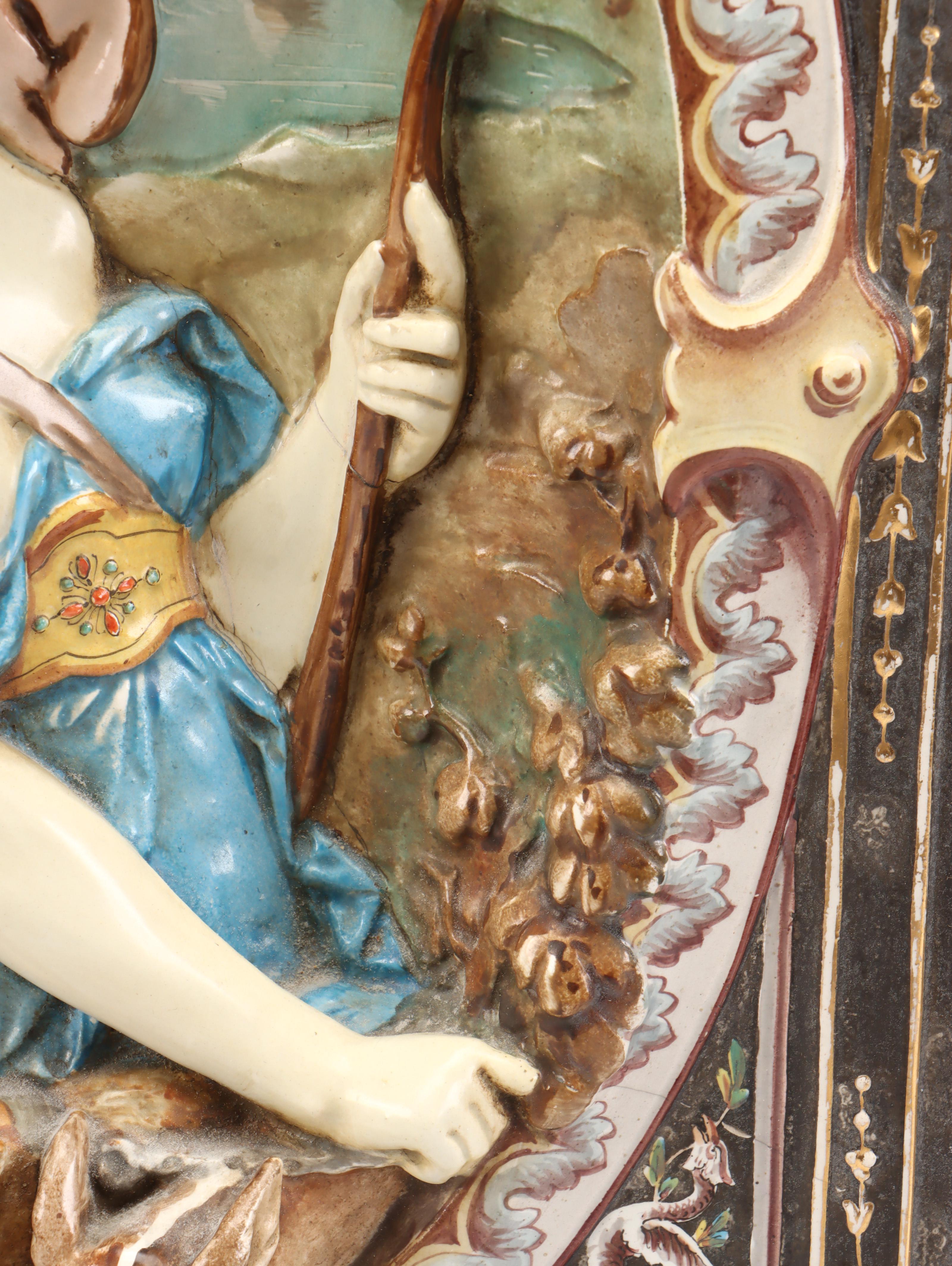 Diana's Hunt Hand-Decorated Relief Porcelain Wall Hanging