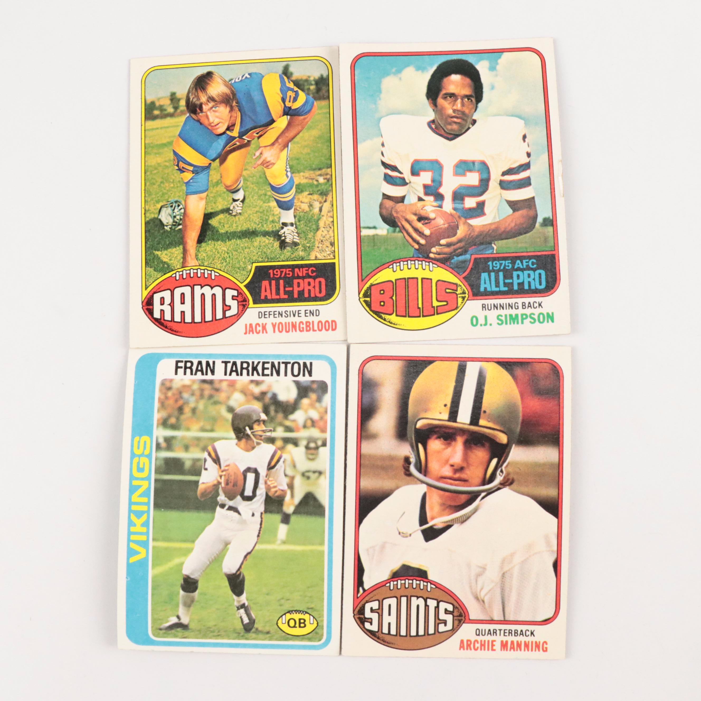 Topps Football Cards Featuring Terry Bradshaw, Steve Largent, and More, 1970s