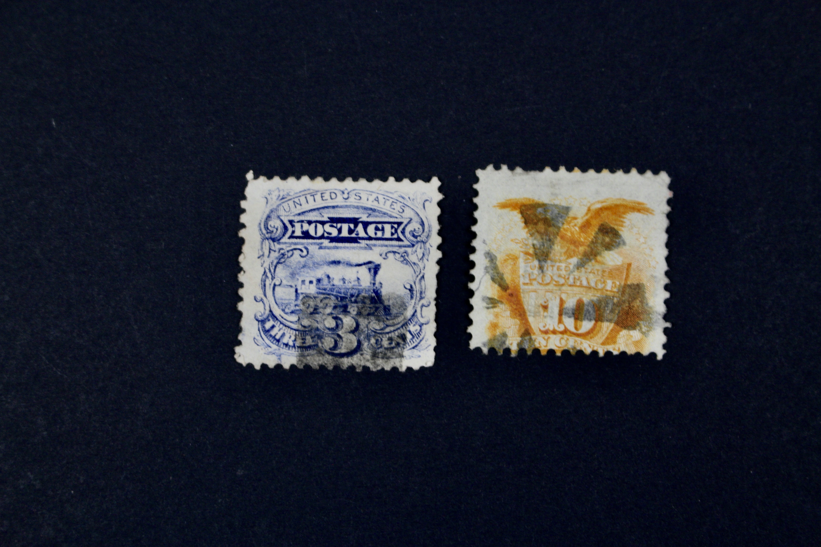 Eight Different 1869 U.S. Pictorial Postage Stamps, Incl. 24-Cent and 30-Cent