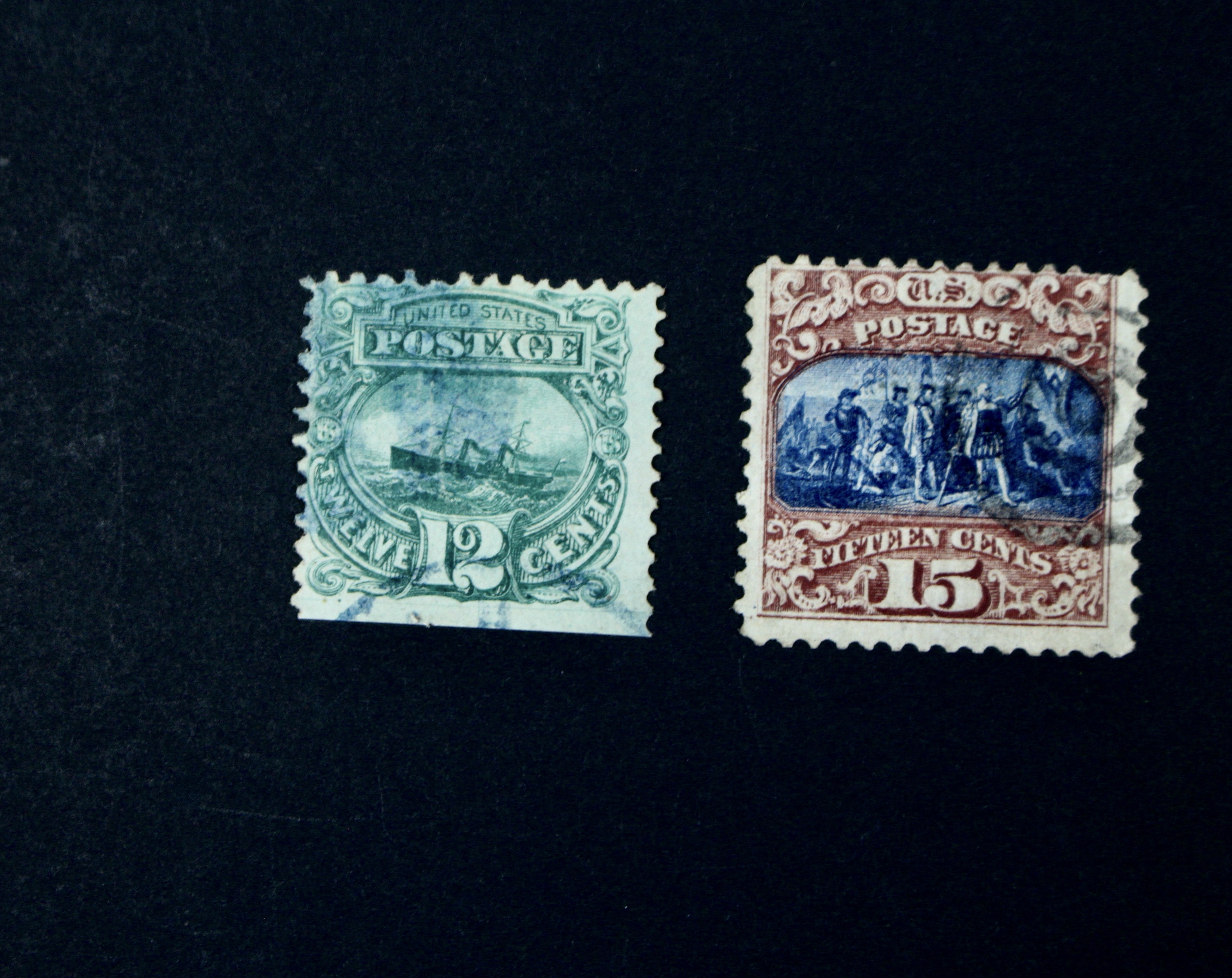 Eight Different 1869 U.S. Pictorial Postage Stamps, Incl. 24-Cent and 30-Cent