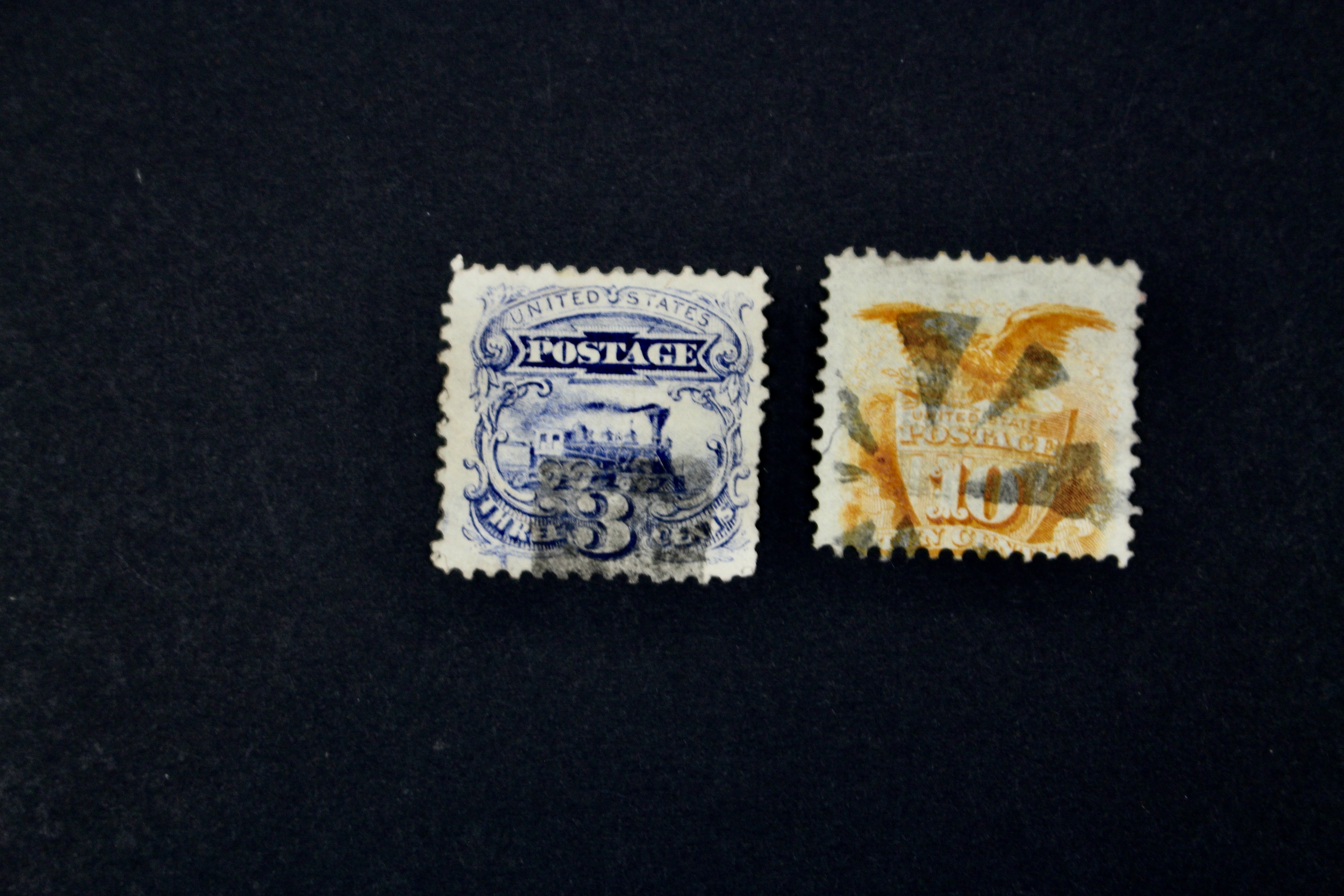 Eight Different 1869 U.S. Pictorial Postage Stamps, Incl. 24-Cent and 30-Cent