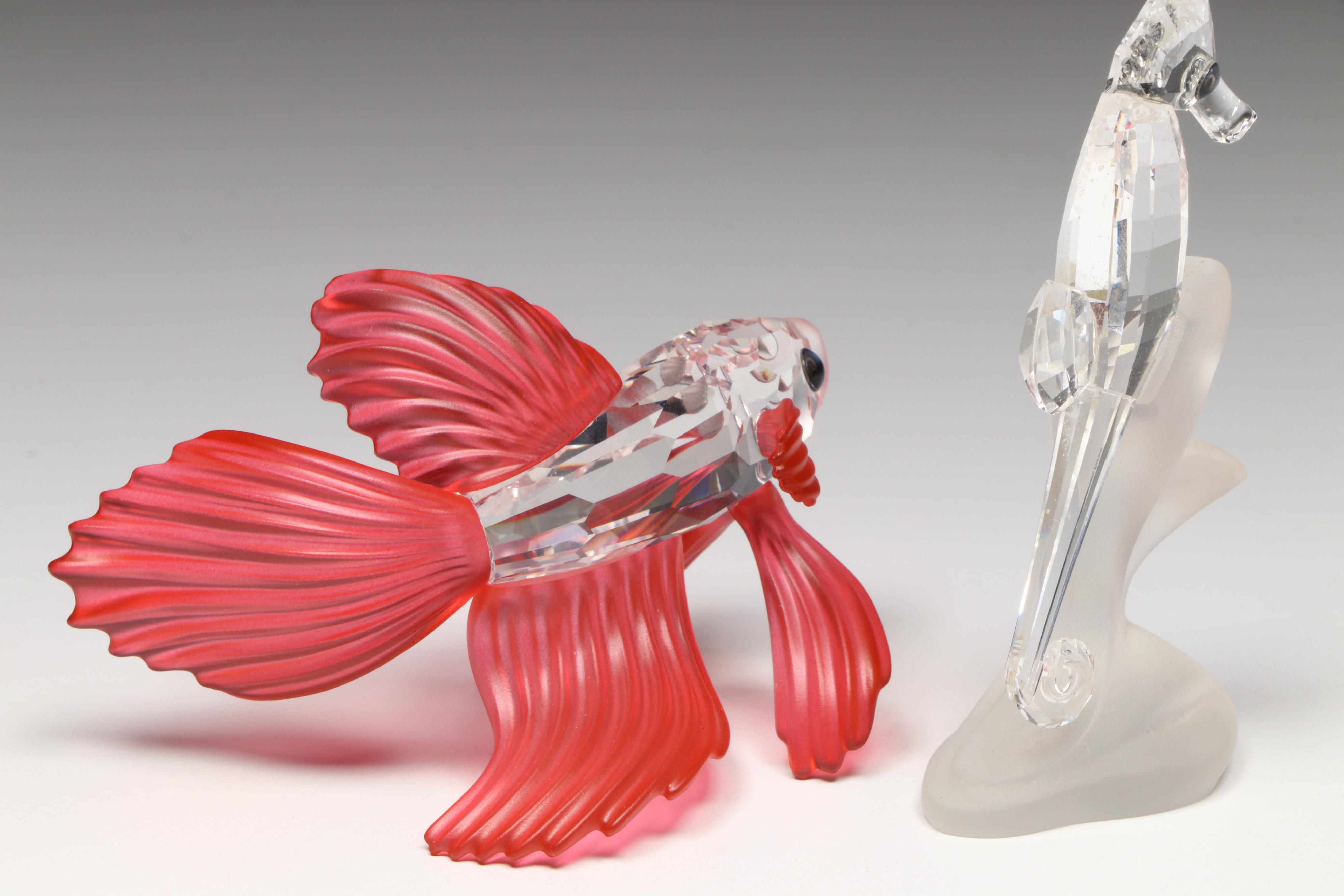 Swarovski Crystal "Siamese Fighting Fish" with Other Figurines