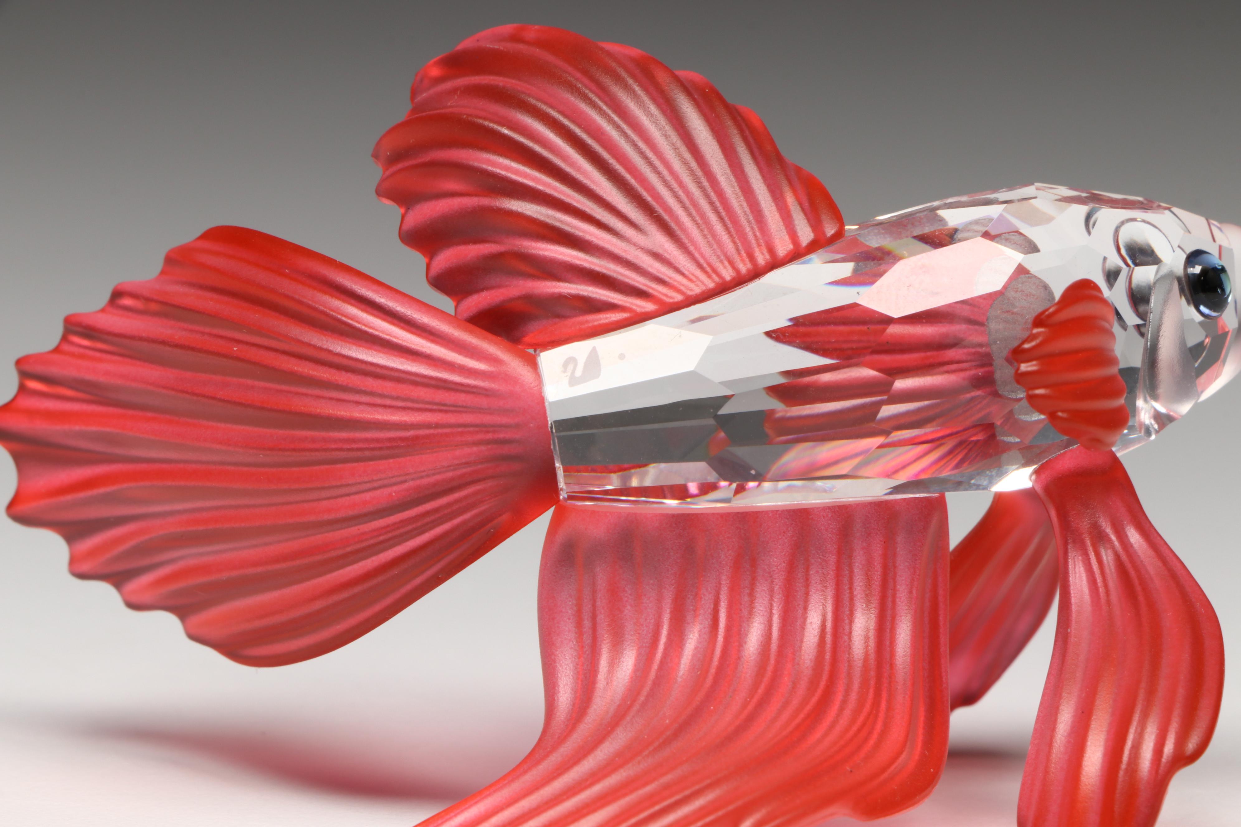 Swarovski Crystal "Siamese Fighting Fish" with Other Figurines