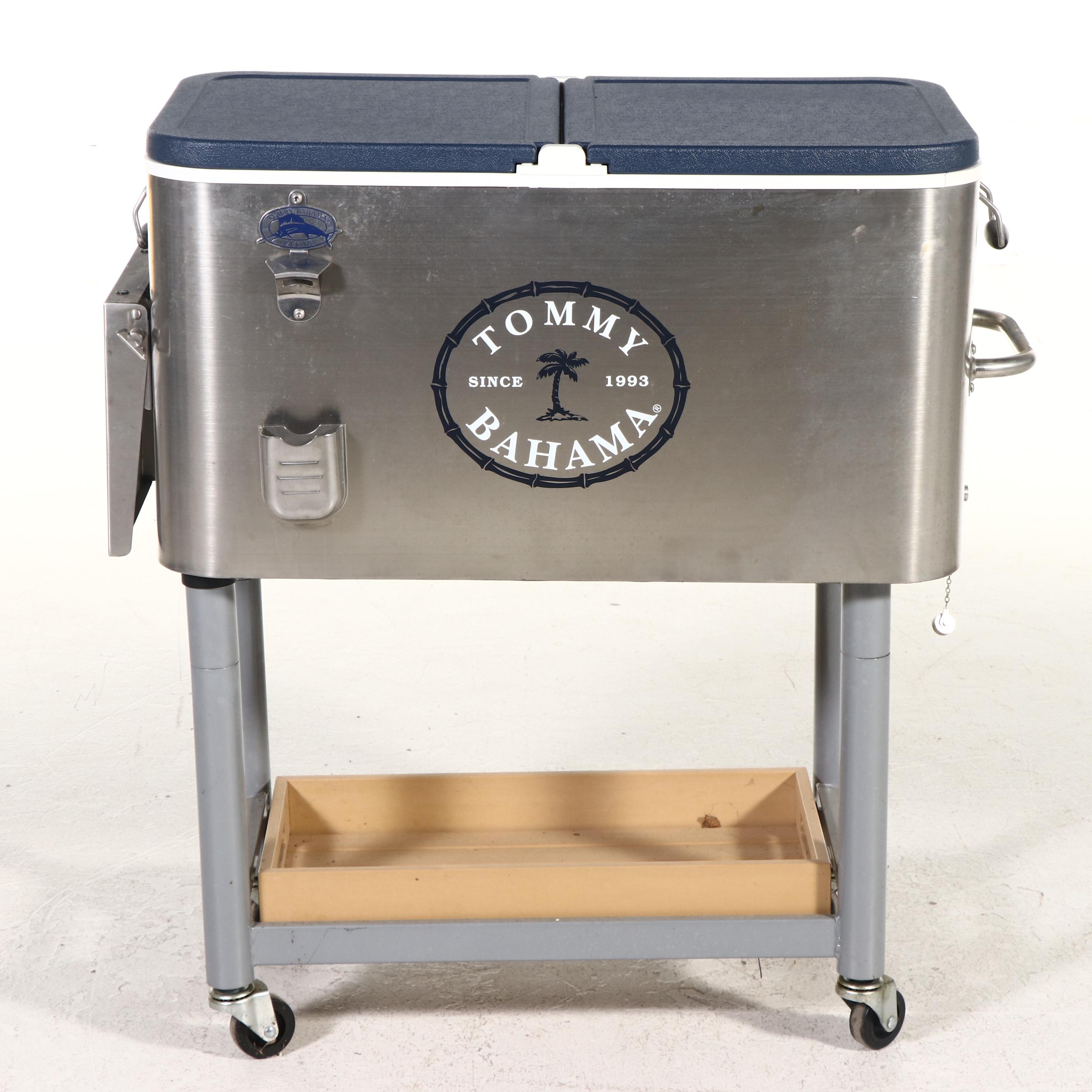 Tommy Bahama Stainless Rolling Beverage Cooler Cart