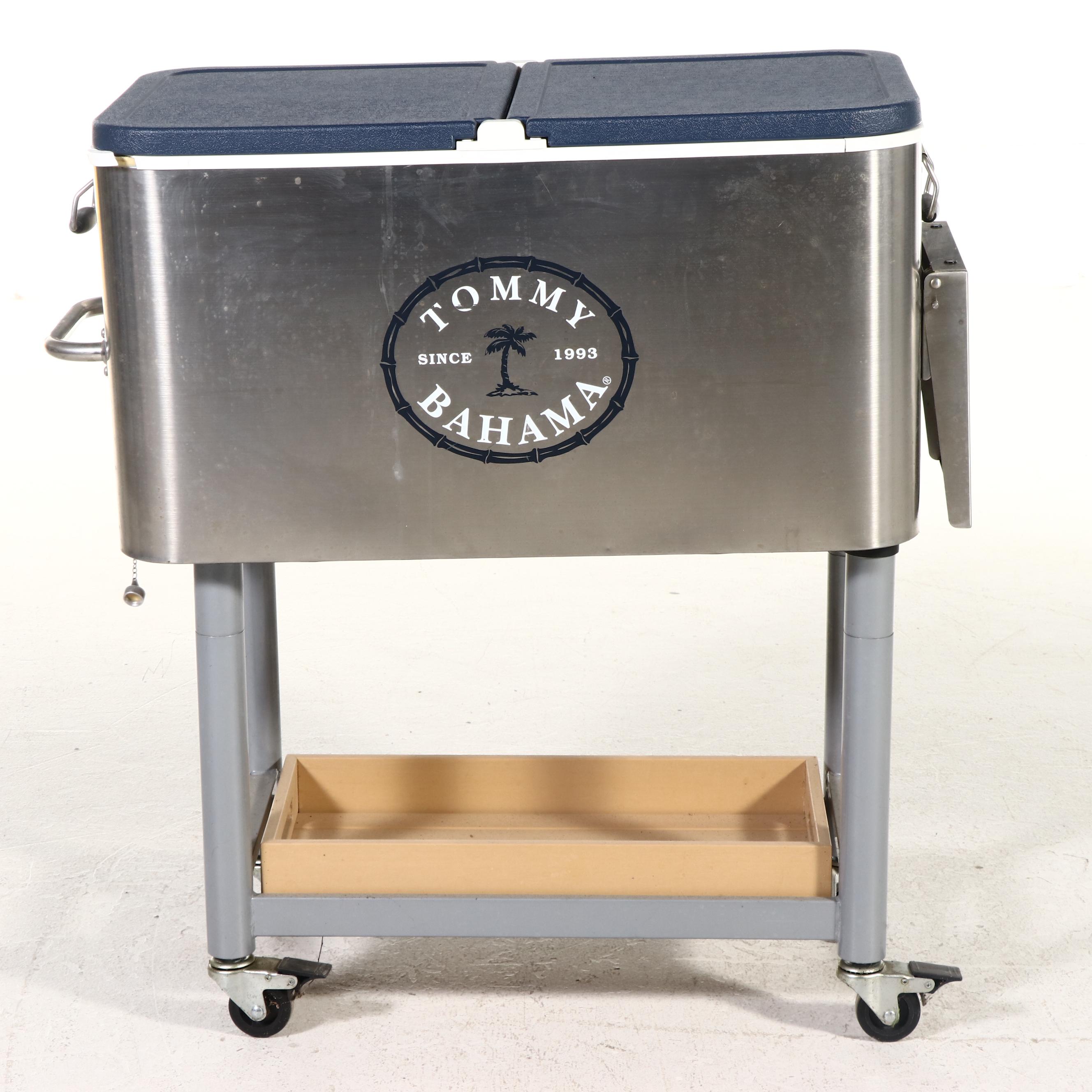 Tommy Bahama Stainless Rolling Beverage Cooler Cart