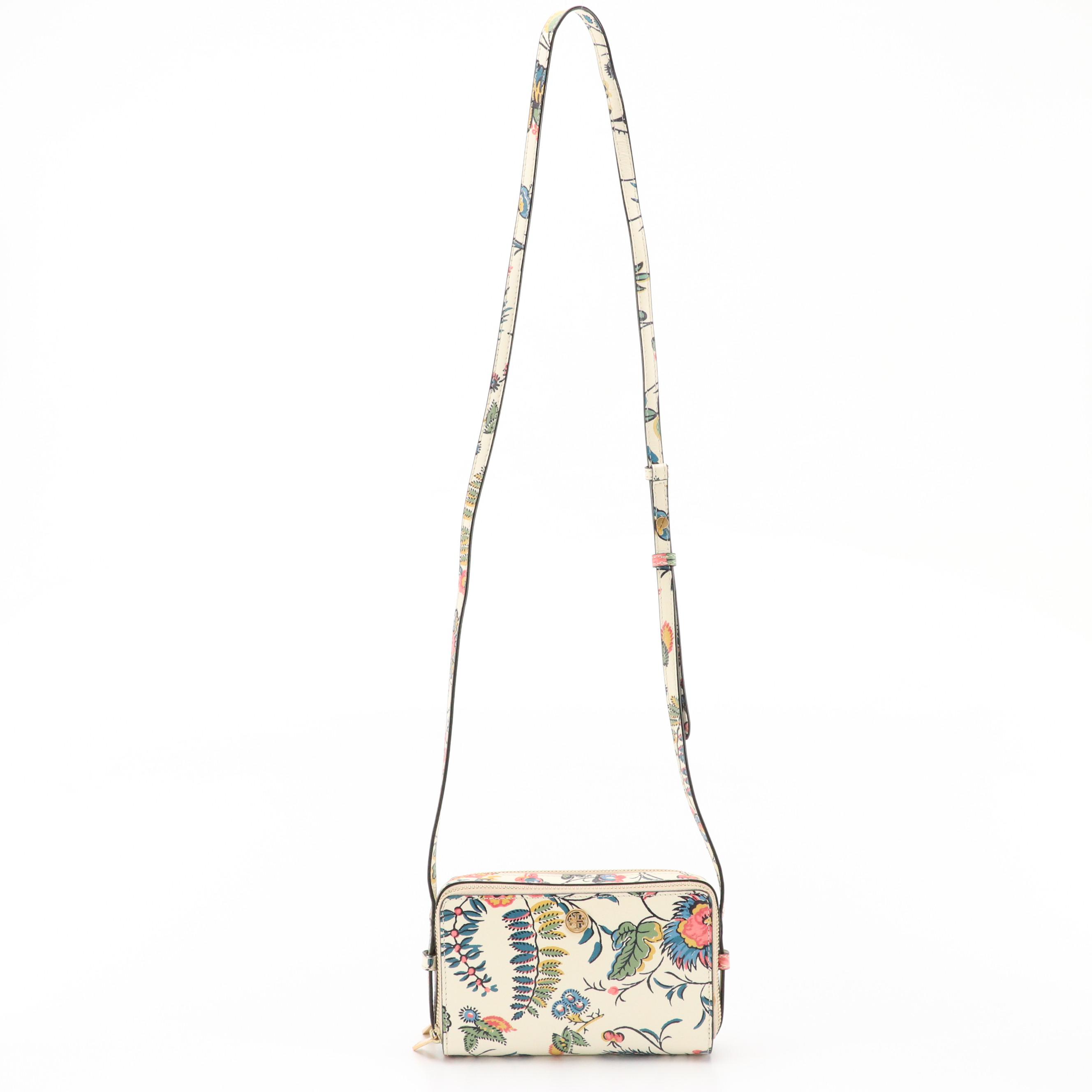 Tory Burch Gabriella Floral Coated Canvas Dual Zip Crossbody