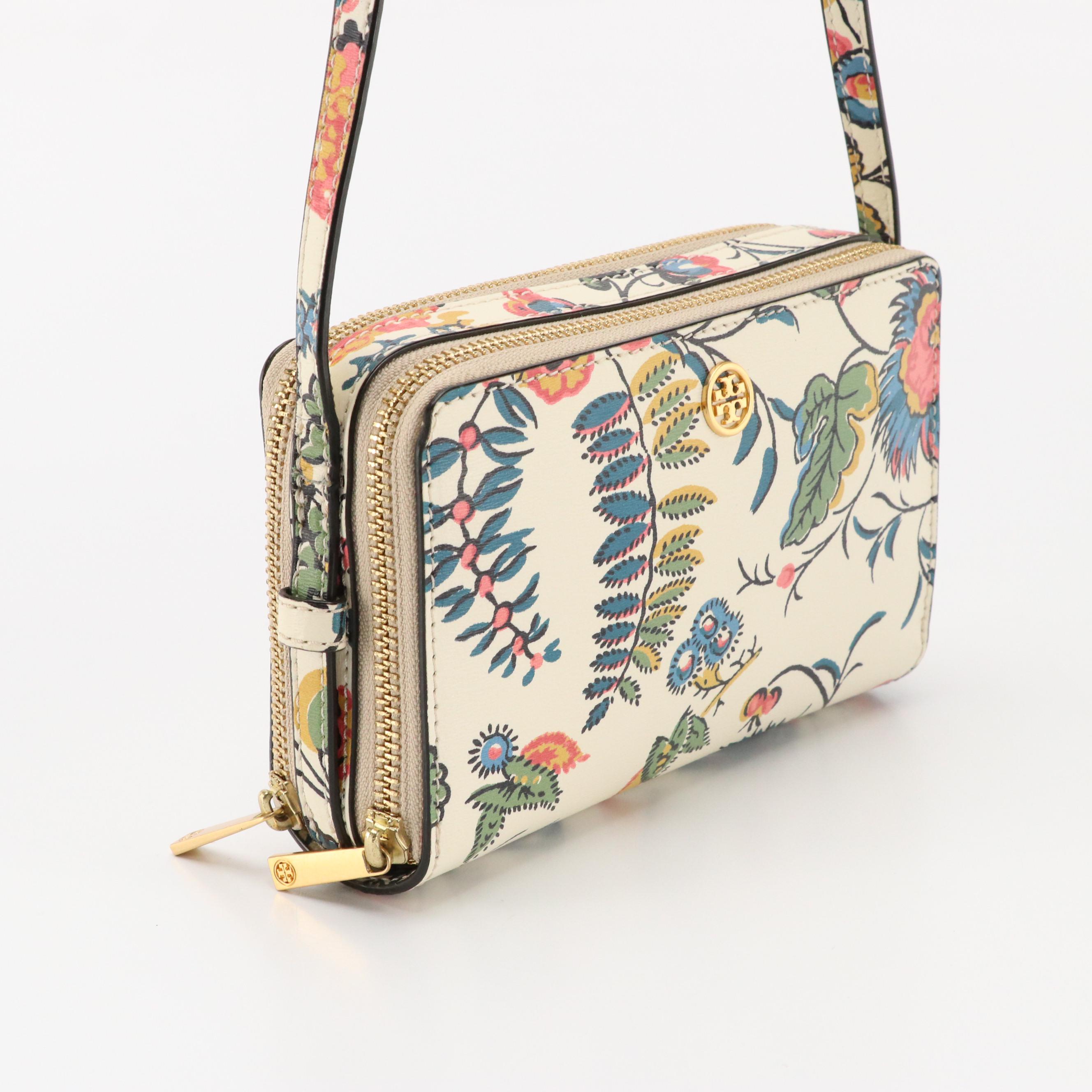 Tory Burch Gabriella Floral Coated Canvas Dual Zip Crossbody