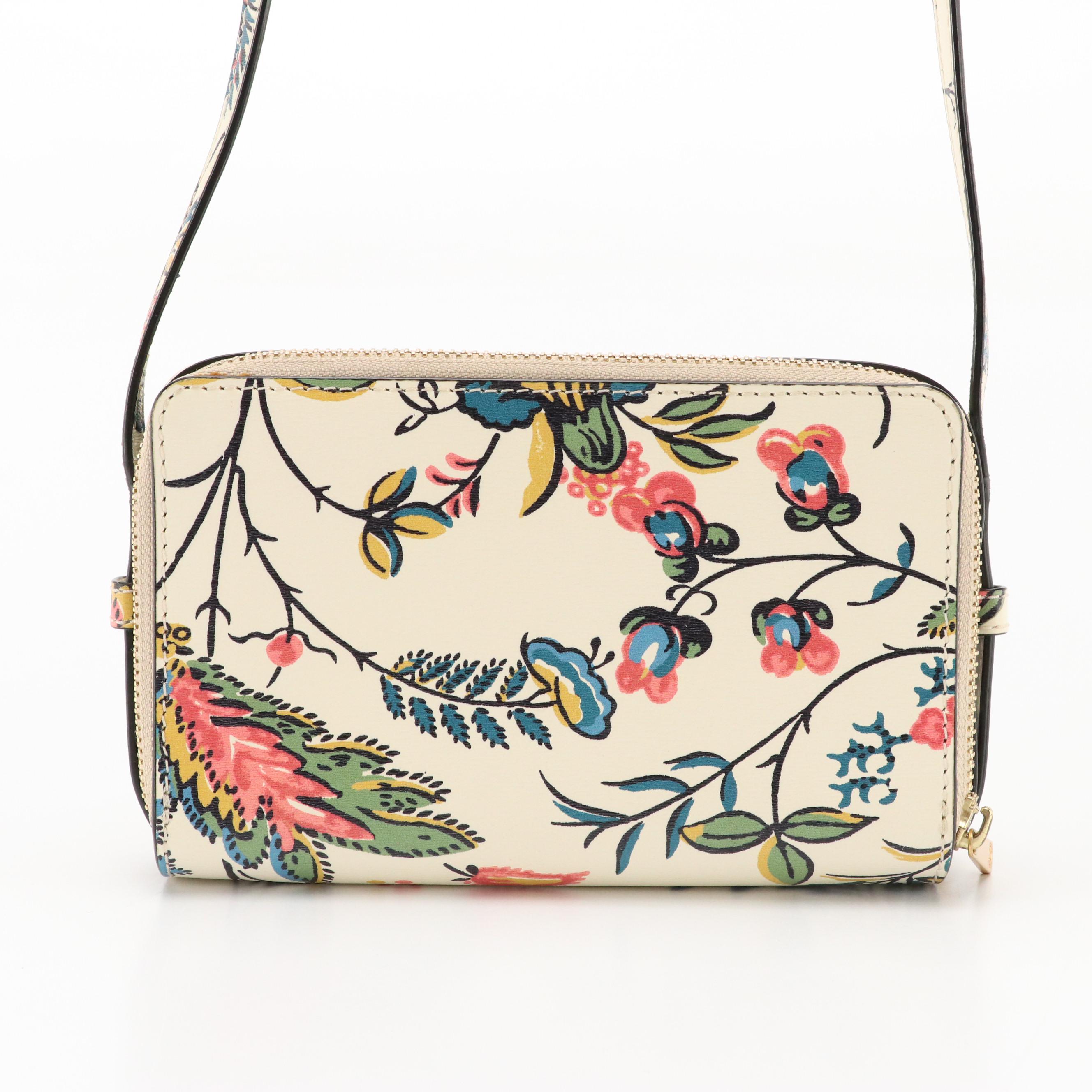 Tory Burch Gabriella Floral Coated Canvas Dual Zip Crossbody