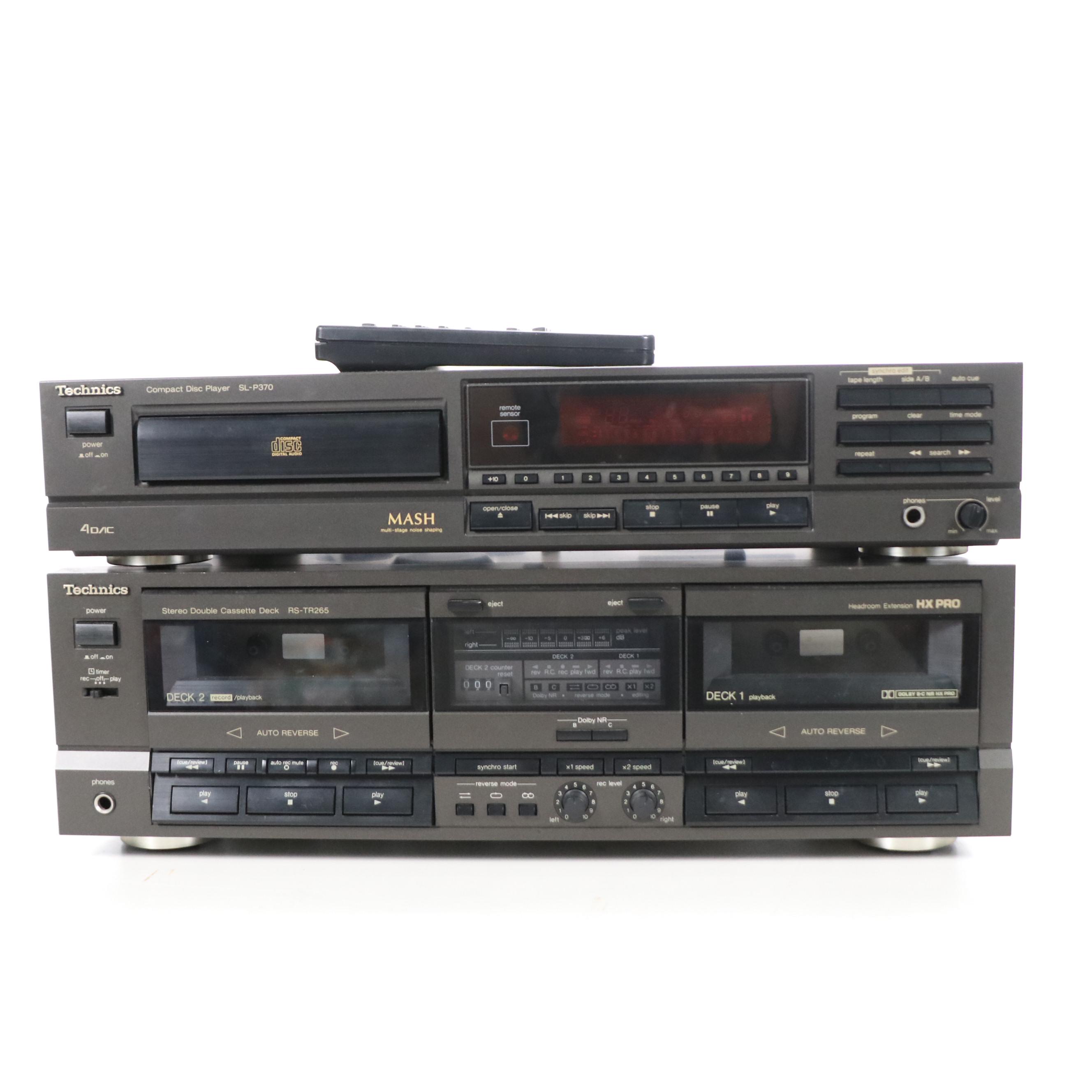 Technics CD Player SL-P370 and Cassette Deck RS-TR265 with Remote