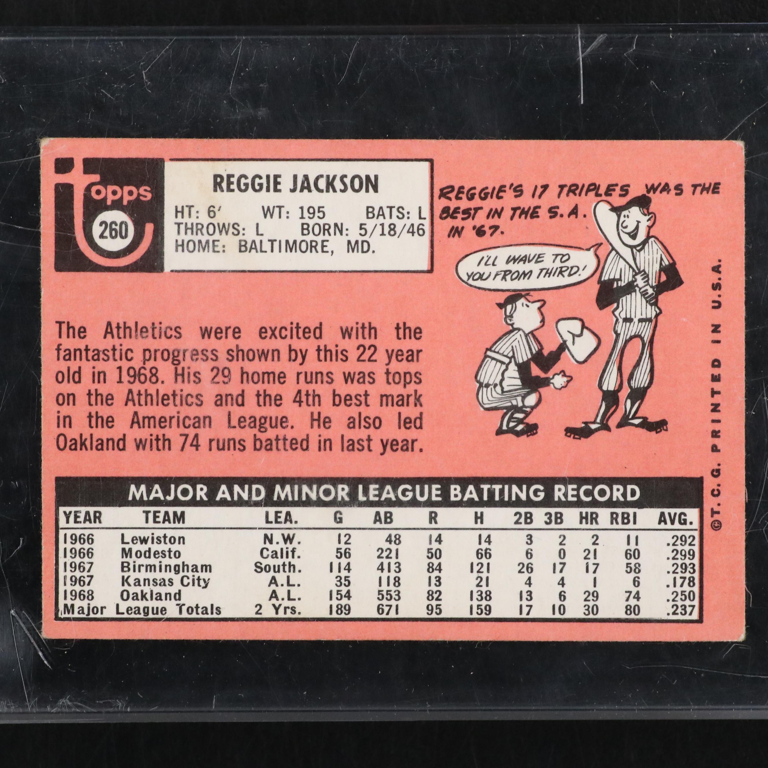 1969 Topps Reggie Jackson Oakland Athletics Rookie Baseball Card