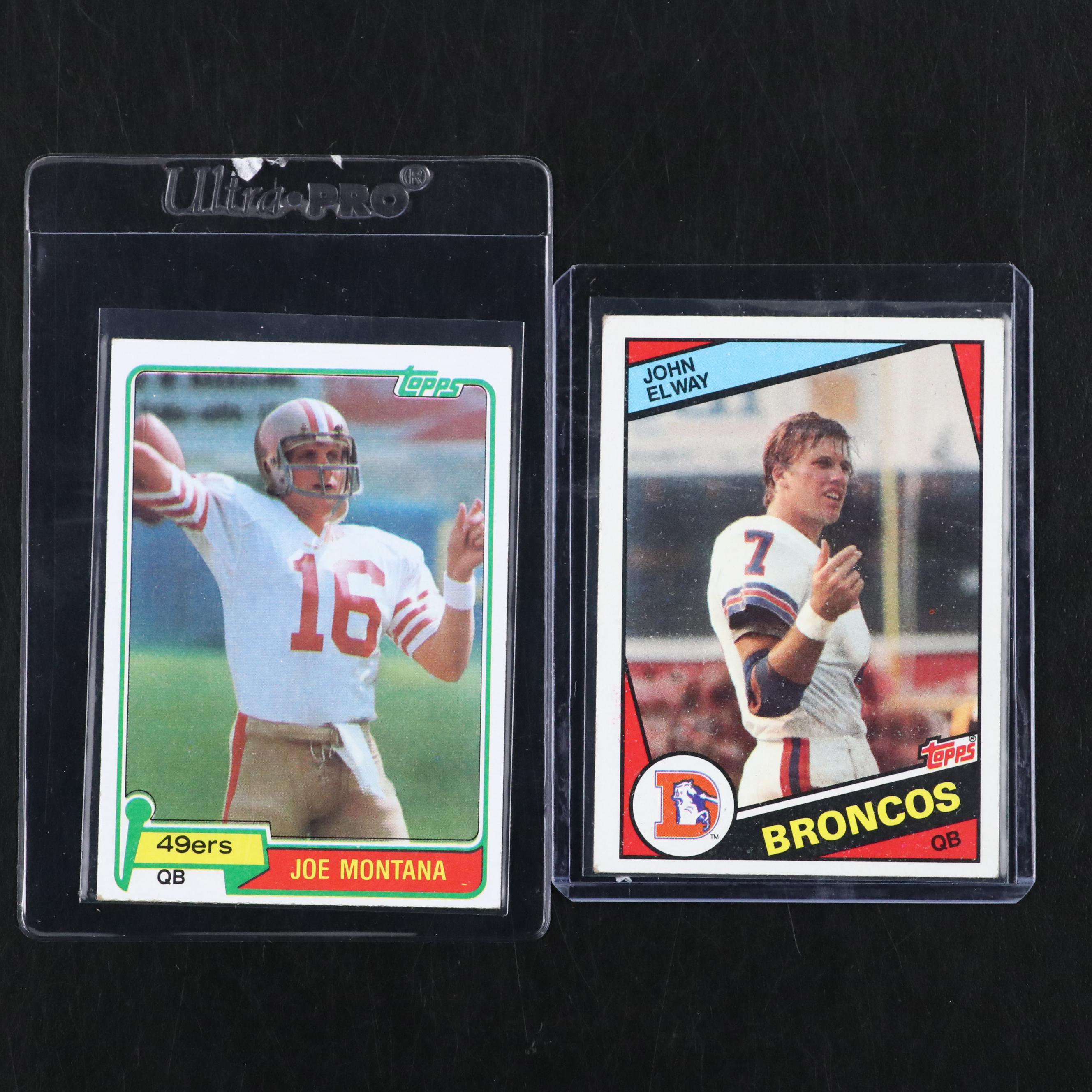 1981 Topps Joe Montana and 1984 Topps John Elway Rookie Football Cards